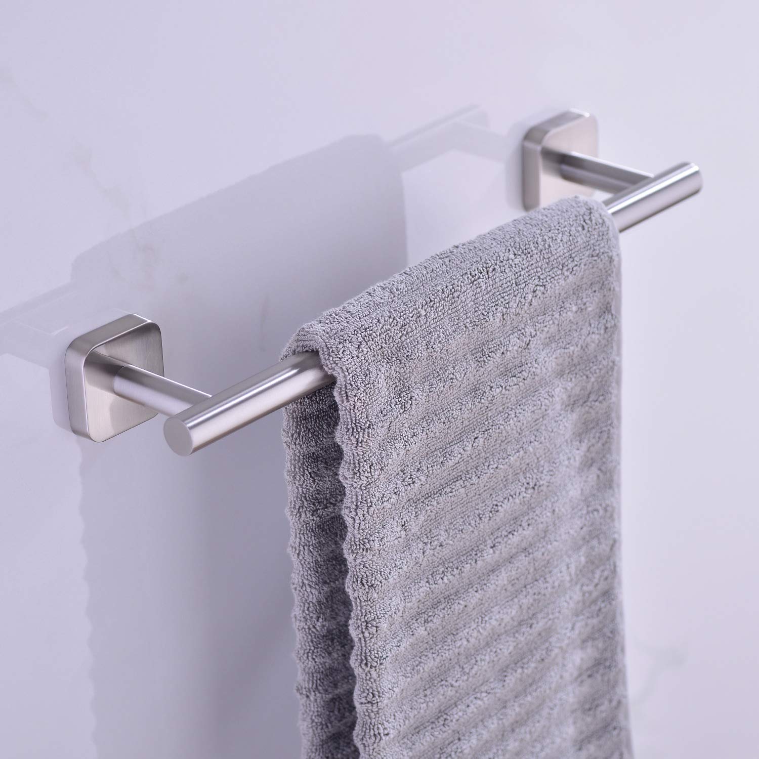 16 Inch Brushed Stainless Steel Towel Bar - 18/8 Grade Wall Mounted Bathroom & Kitchen Towel Holder - Rustproof Bathroom Accessory for Hand Towels, Washcloths & Robes