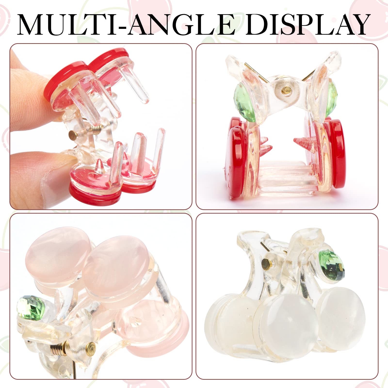 6 Pack Small Acrylic Hair Claw Clips - Cherry Shaped Non-Slip Hair Barrettes for Women & Girls (3 Colors) - Perfect for School, Work, Parties & Everyday Hair Styling