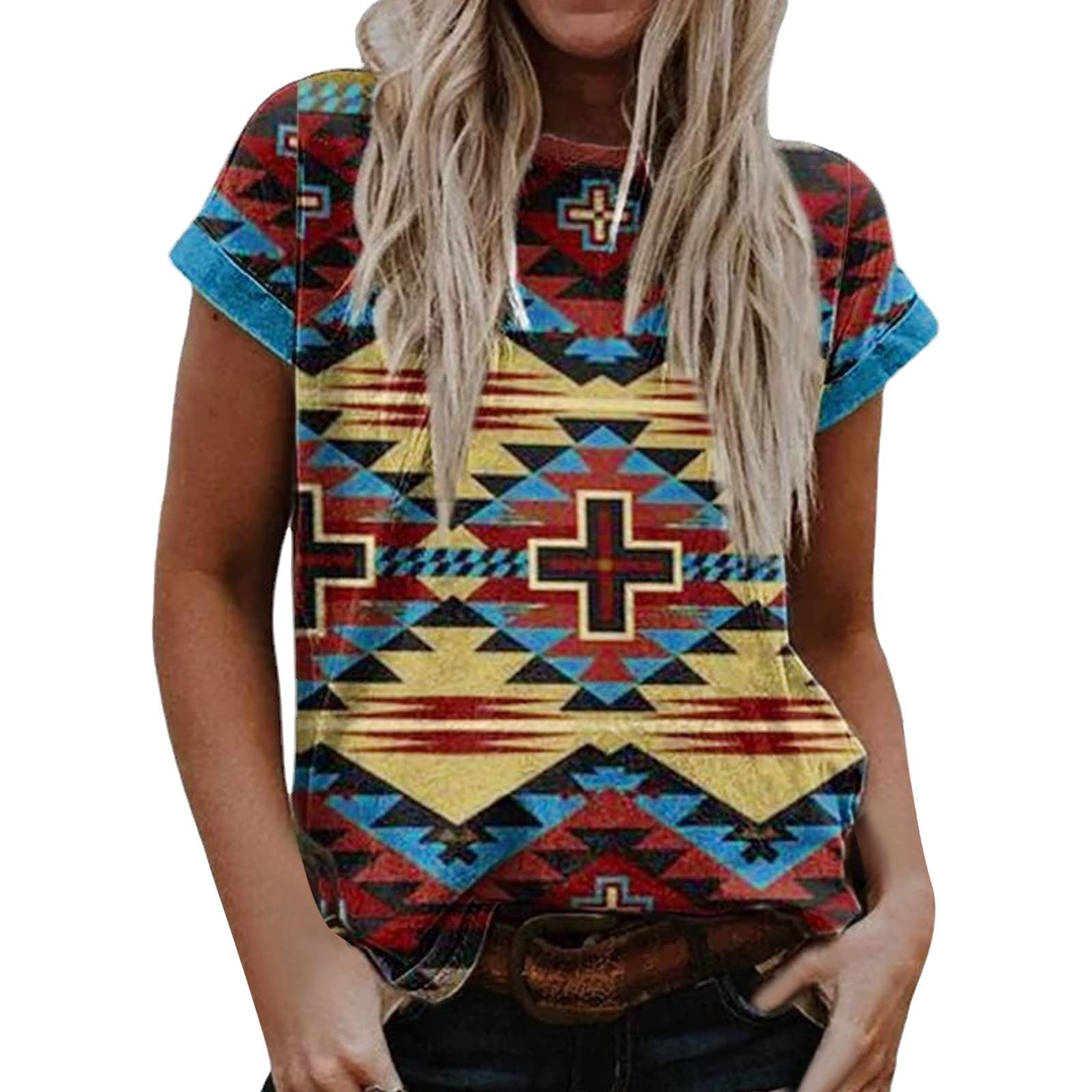 Vintage Western T-Shirt for Women - Summer Short/Long Sleeve - Casual & Boho Style