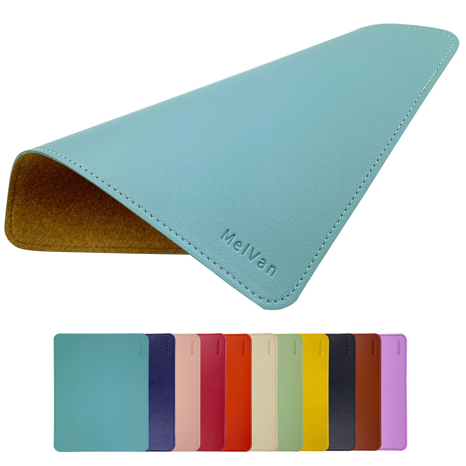 Premium PU Leather Mouse Pad with Stitched Edge - Wood Grain Design, Waterproof Non-Slip Gaming Mouse Mat for PC, Laptop, Office & Home Use - 10.2