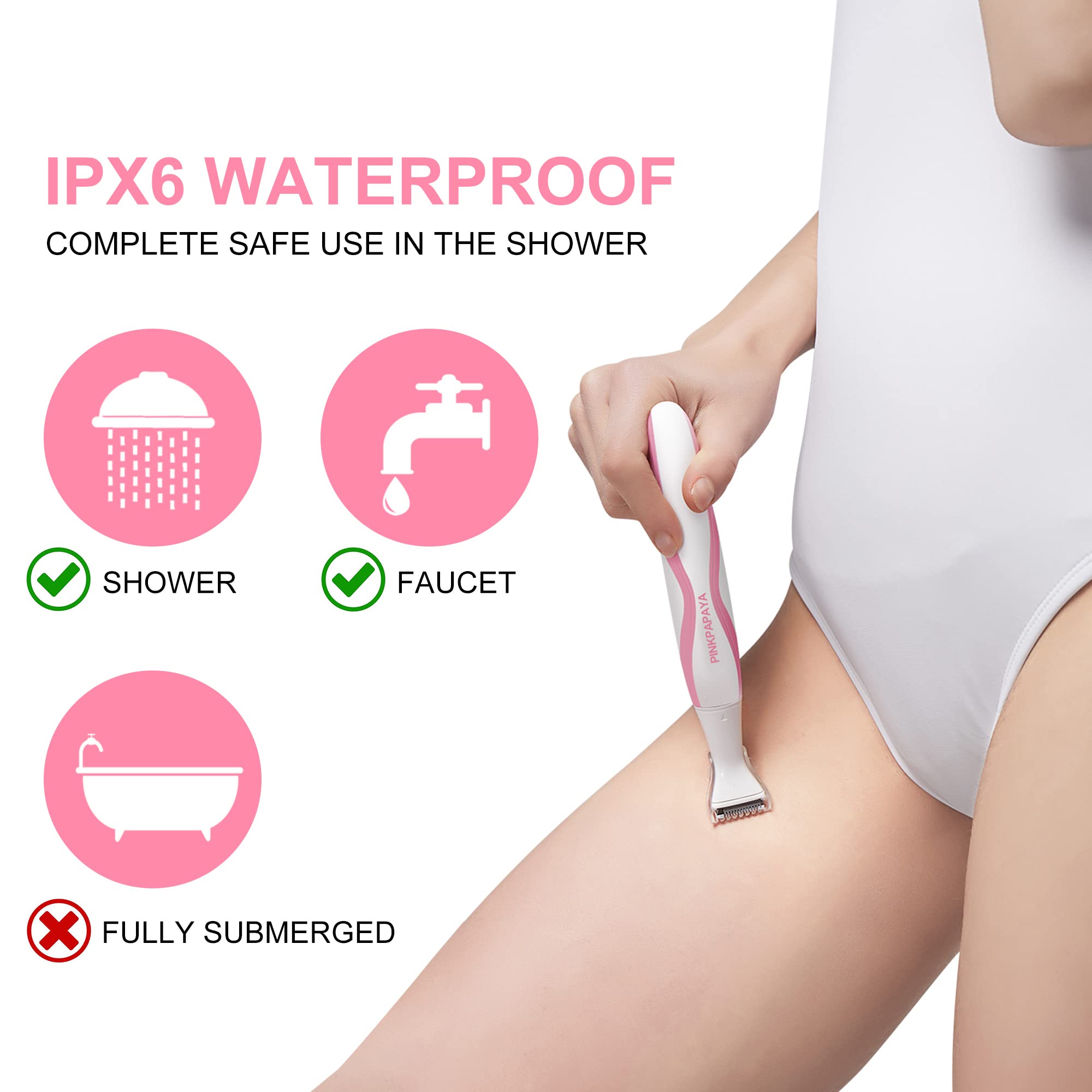4-in-1 Electric Bikini Trimmer for Women - Pubic Hair Shaver, Facial Hair Remover, Face Razor & Nose Trimmer - Women's Grooming Kit for Smooth Skin at Home & Travel - Perfect for Bikini Line, Legs, Underarms & Facial Hair Removal