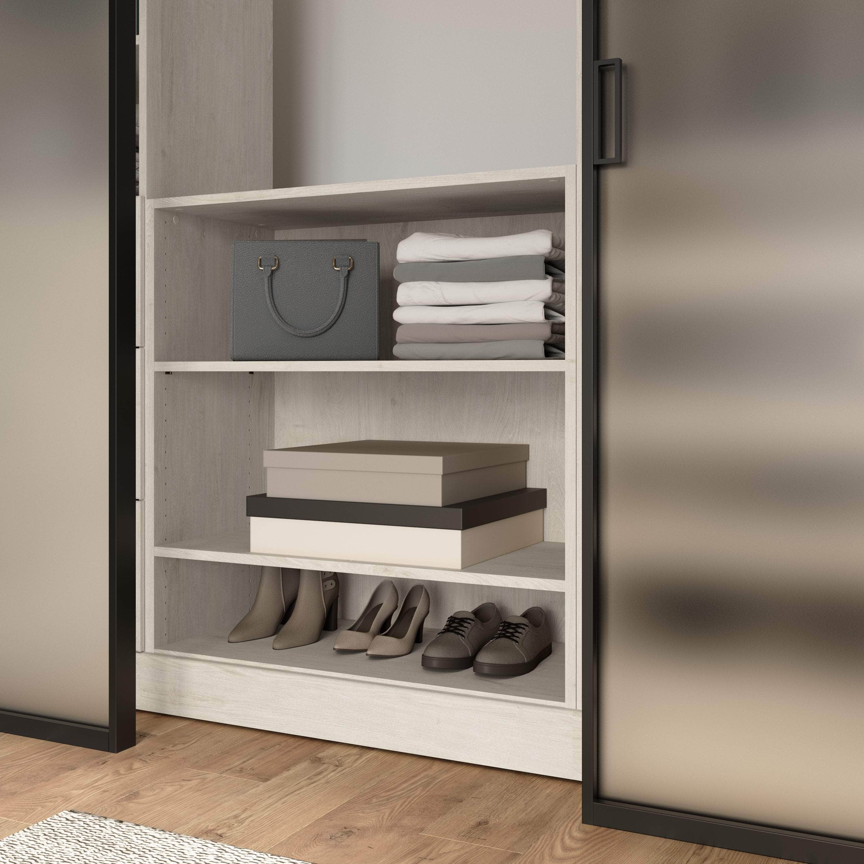 Space-Saving Low Storage Unit with Hanging Rod - 3 Color Options for Bedroom, Closet & Entryway Organization