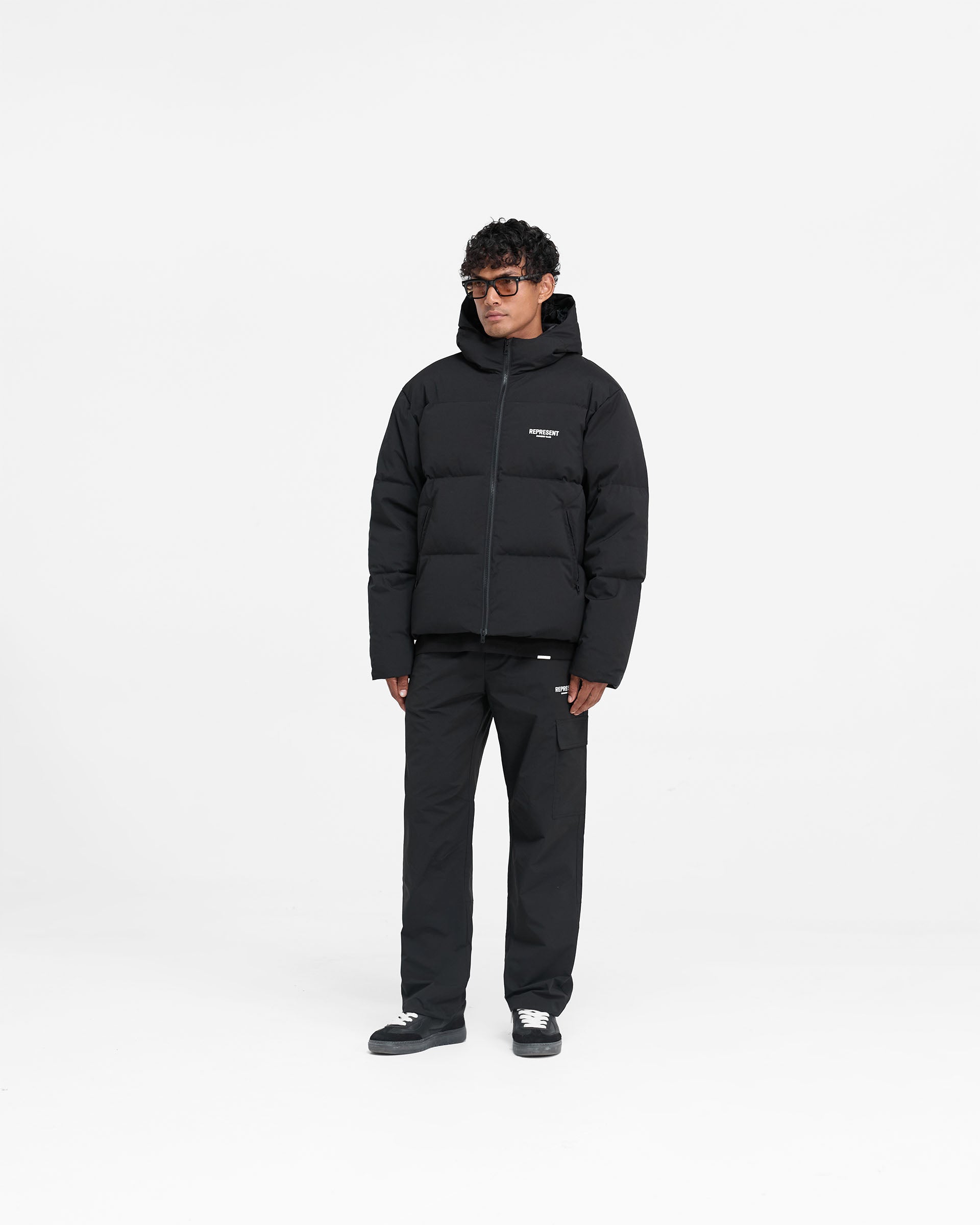 Represent Owners Club Hooded Puffer Jacket - Black | Winter Warm Fashion Coat for Men & Women | Perfect for Streetwear, Urban Outfits & Cold Weather