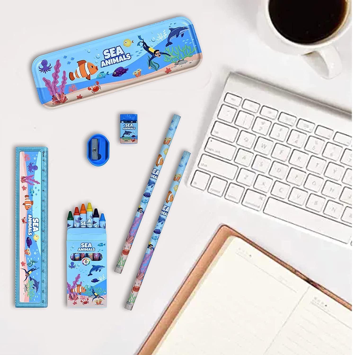 Cartoon Themed 6-in-1 Stationery Gift Set for Kids - Pencil Box, Colored Pencils, Eraser, Ruler & Sharpener (Doraemon Design) | Perfect for Birthday Gifts, School Supplies & Back to School Essentials