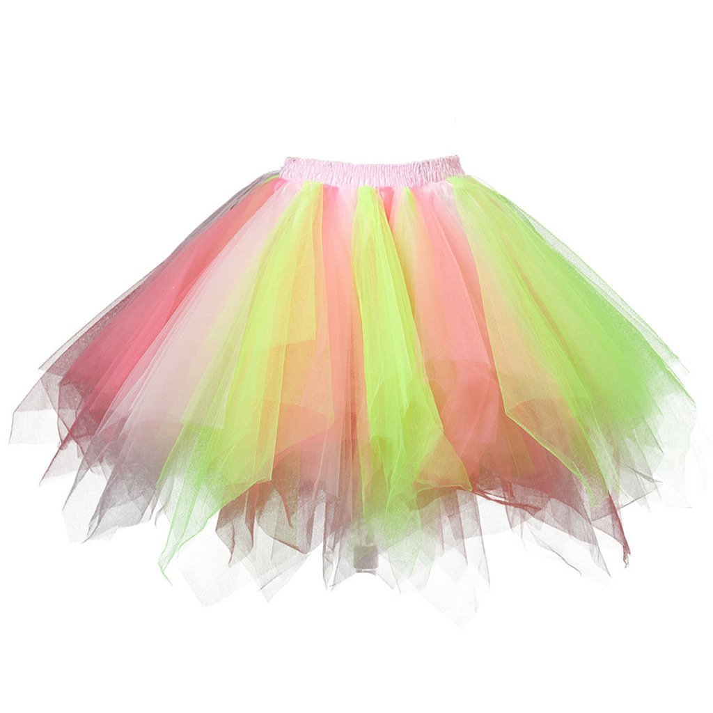 80's Style Adult Women Tutu Skirt - Layered Tulle Petticoat for Halloween Costume, Dance Performance, 80s Theme Party & Photo Shoot
