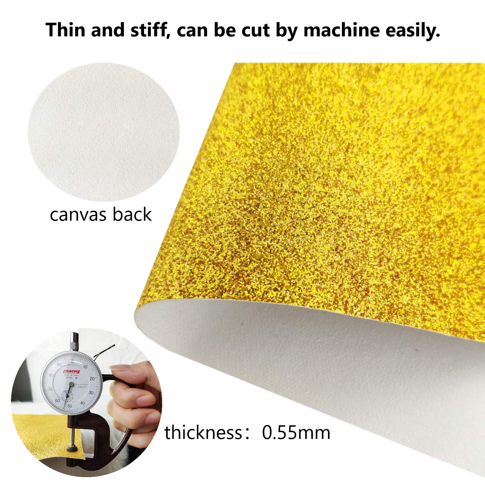 11.8x52 Inch Superfine Glitter Faux Leather Roll - Red & Gold DIY Fabric for Bows, Earrings, Shoes, Costumes, Dresses, Purses & Handbags - Perfect for Crafting, Sewing Projects and Fashion Accessories