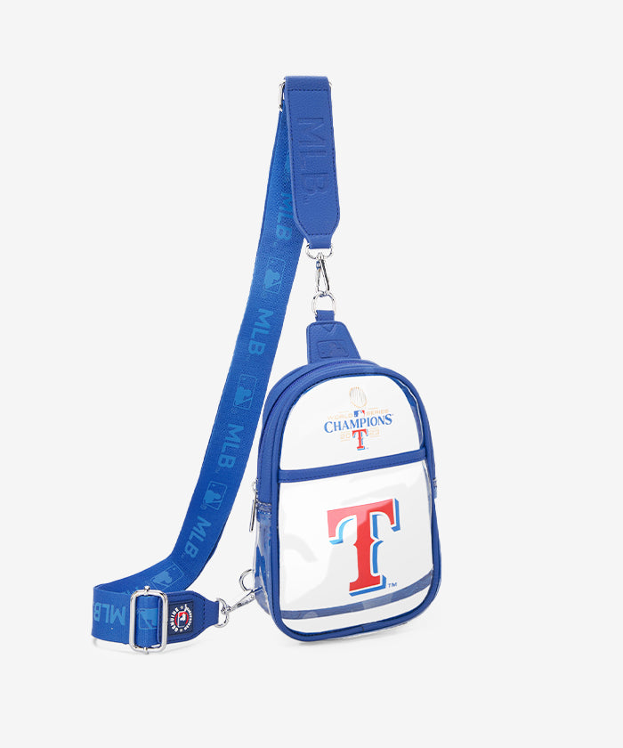 MLB Texas Rangers Clear Mini Sling Stadium Bag - Lightweight Crossbody Purse for Baseball Games, Concerts & Travel - Approved Clear Bag for Stadium Security
