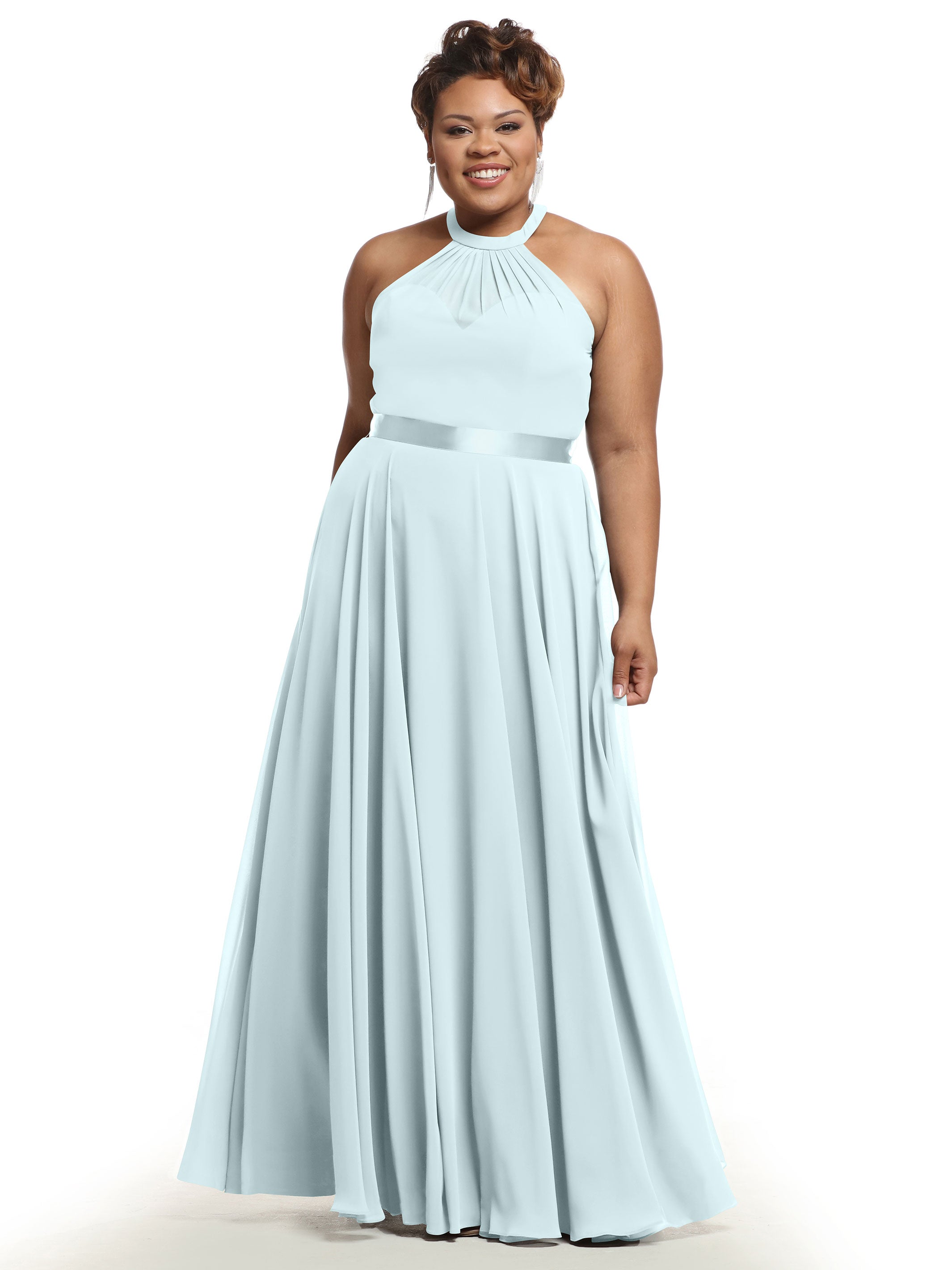 Elegant A-Line Chiffon Bridesmaid Dress with Halter Neckline - Perfect for Weddings, Prom & Formal Events | Style #80038