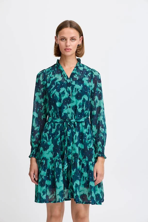 Florro Mini Smock Dress for Women - Green & Blue Slate Casual Summer Dress | Perfect for Beach, Vacation & Everyday Wear