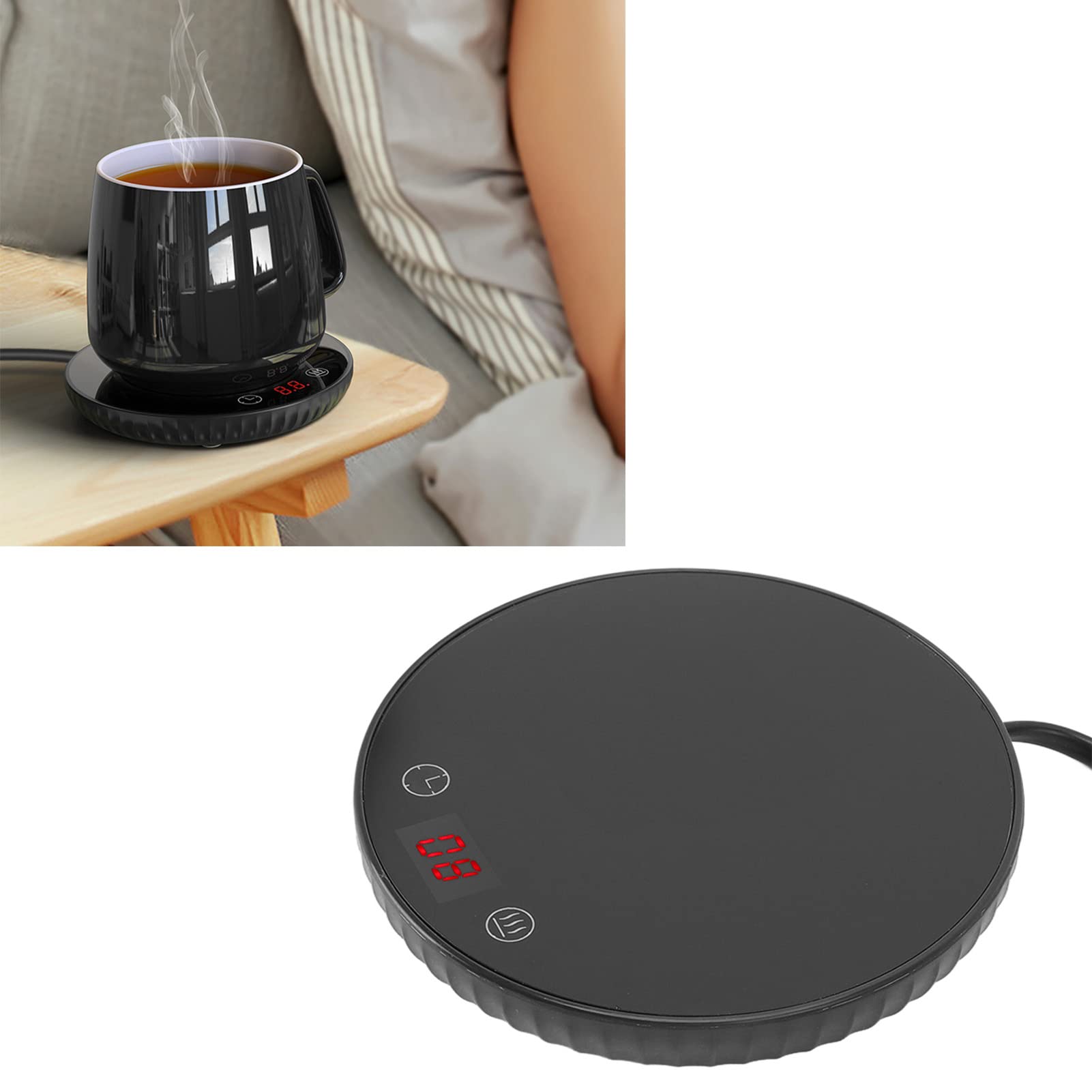 55°C Smart Coffee Mug Warmer with Temperature Control - USB Desk Warmer for Stainless Steel Cups & Mugs - Perfect for Office, Home & Travel Use (Black)