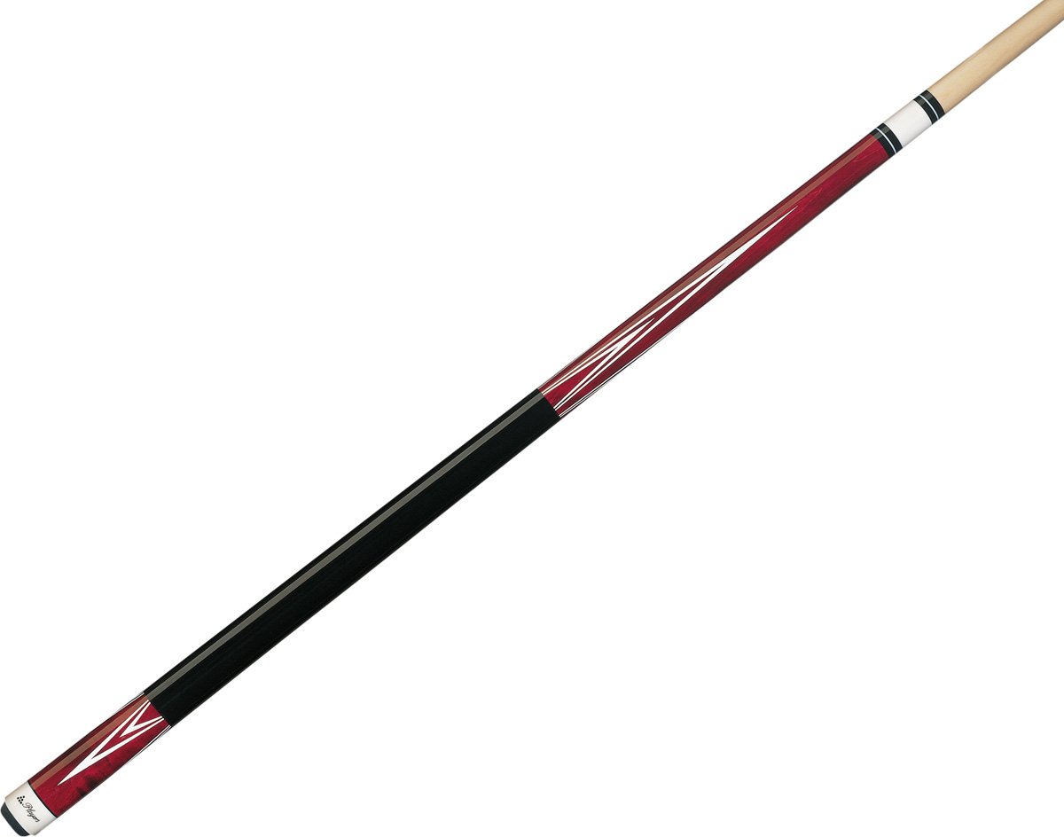 Classic Pool Cue with Red Stain & White Point - Simulated Wrap Handle for Professional Billiards & Home Game Rooms | Perfect for Tournaments, Bars, and Recreational Play