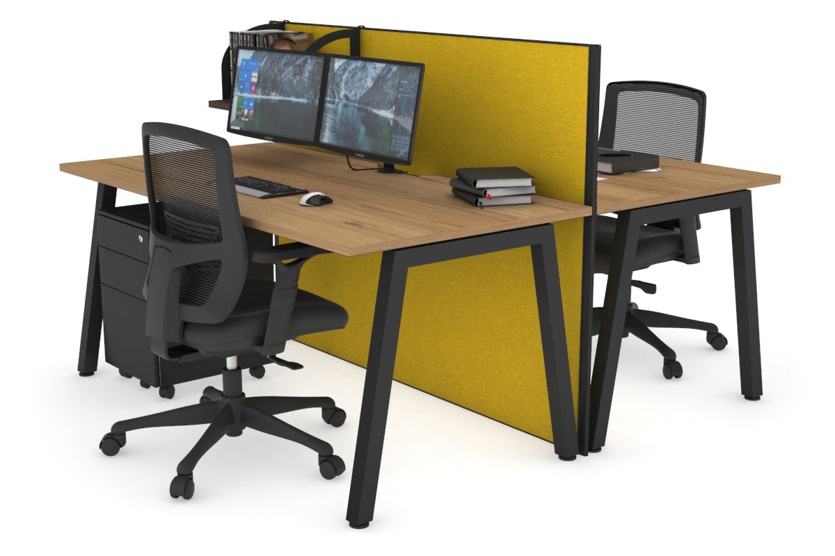 Horizon Quadro 2-Person Office Workstation Bench with A-Legs - 1400mm x 800mm Dimensions, Cable Management Scallop - Perfect for Collaborative Workspaces & Shared Office Desks