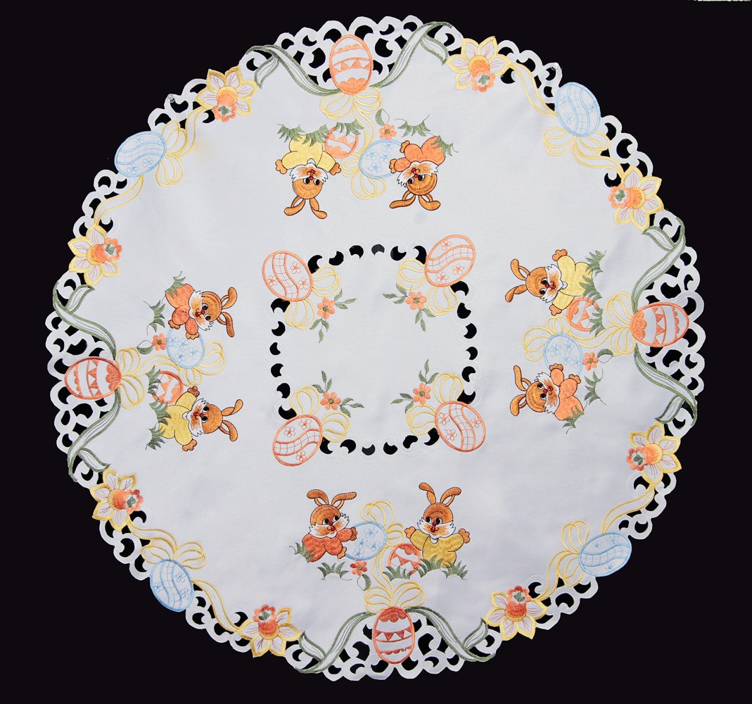 Easter Bunny Floral Embroidered Tablecloth 33