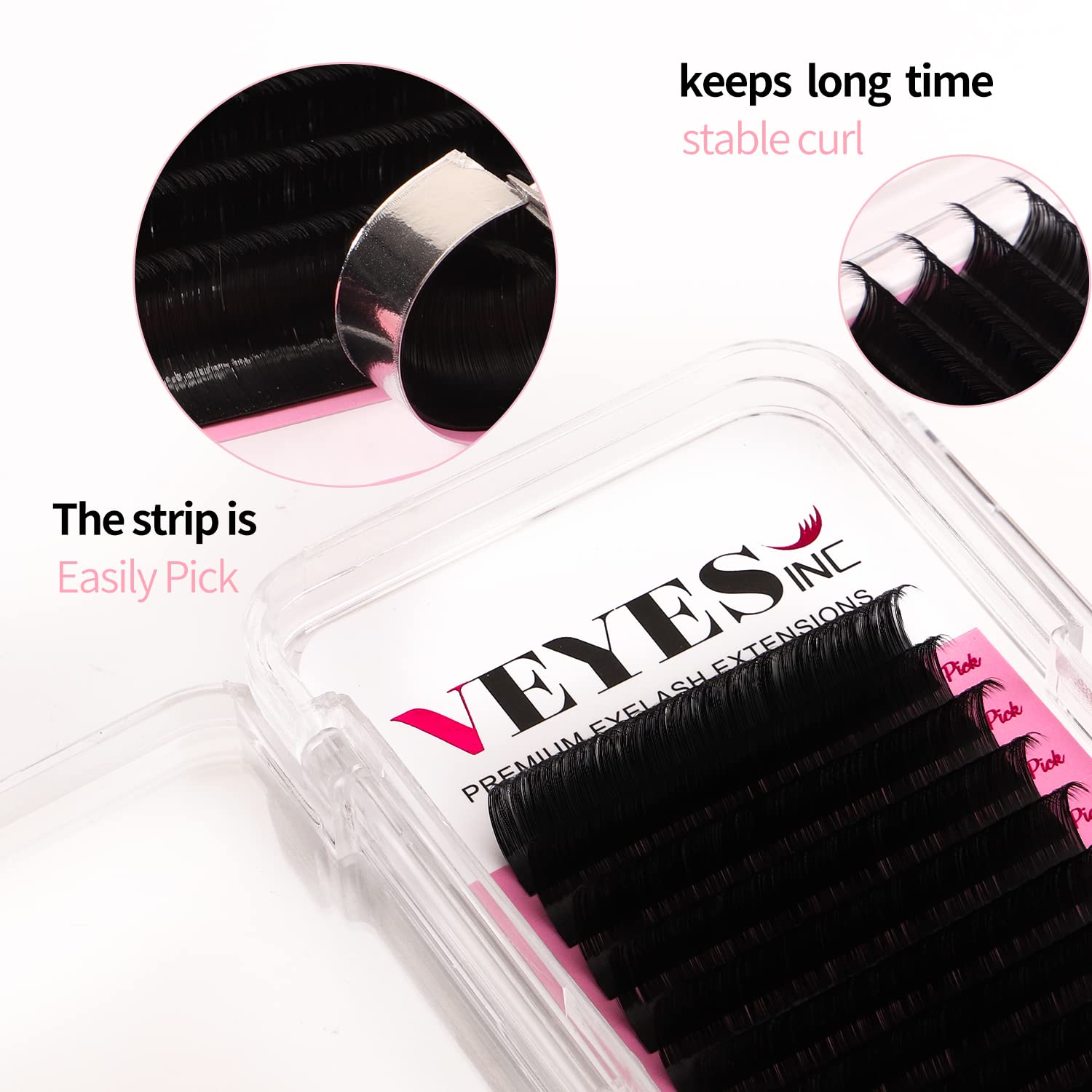VEYES INC Premium Silk Classic Volume Lash Extensions - 0.03-0.20mm J/B/L/C/CC/D/DD Curl, 5-25mm Mixed & Single Length Tray - Professional Eyelash Extension Supplies for Lash Technicians (Matte Black, 0.03mm, C Curl, 15-20mm) - Perfect for Salon, Bridal & Special Occasion Makeup