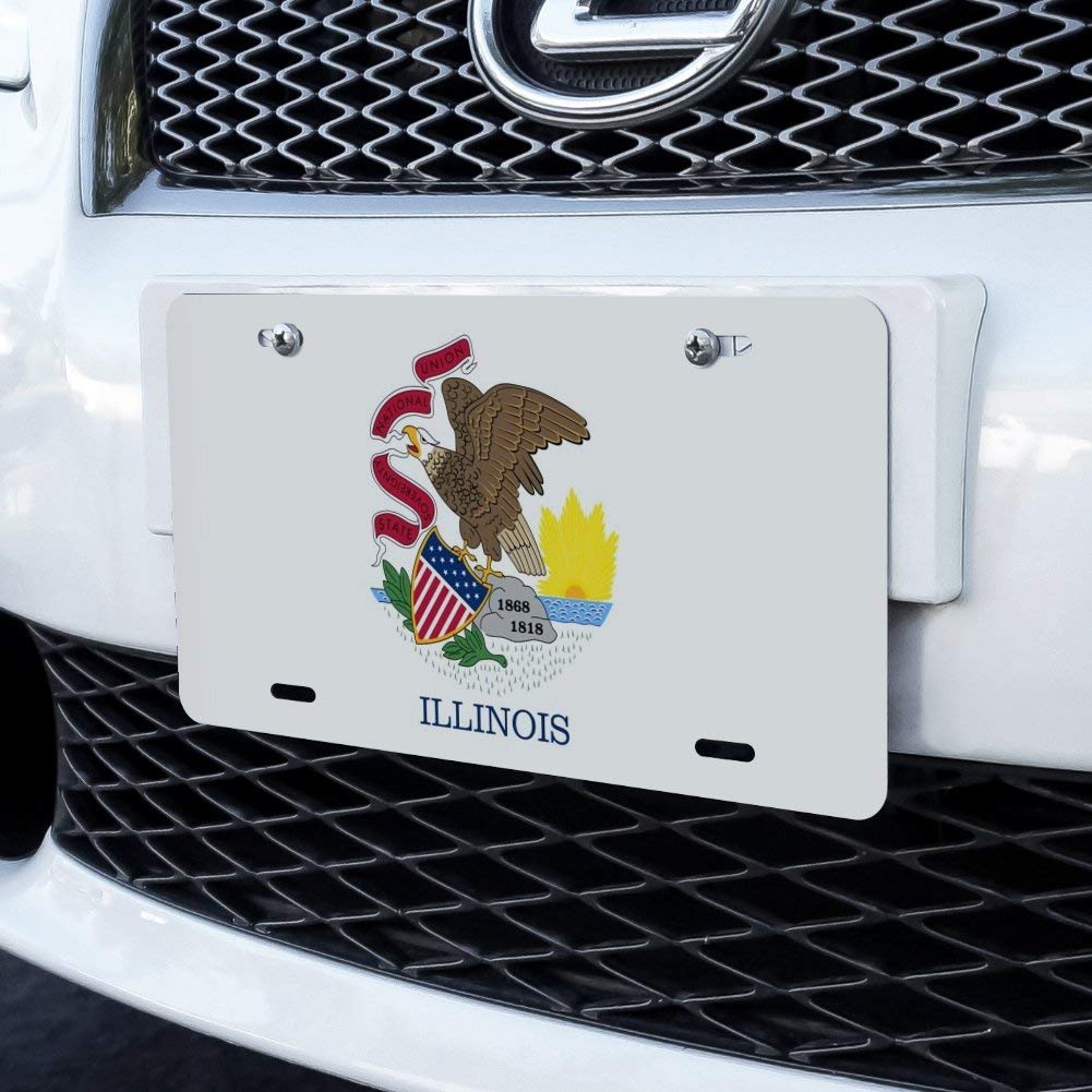 Illinois State Flag Novelty Metal Vanity License Plate - Custom Car Decor, Wall Art & Gift Idea for Illinois Fans