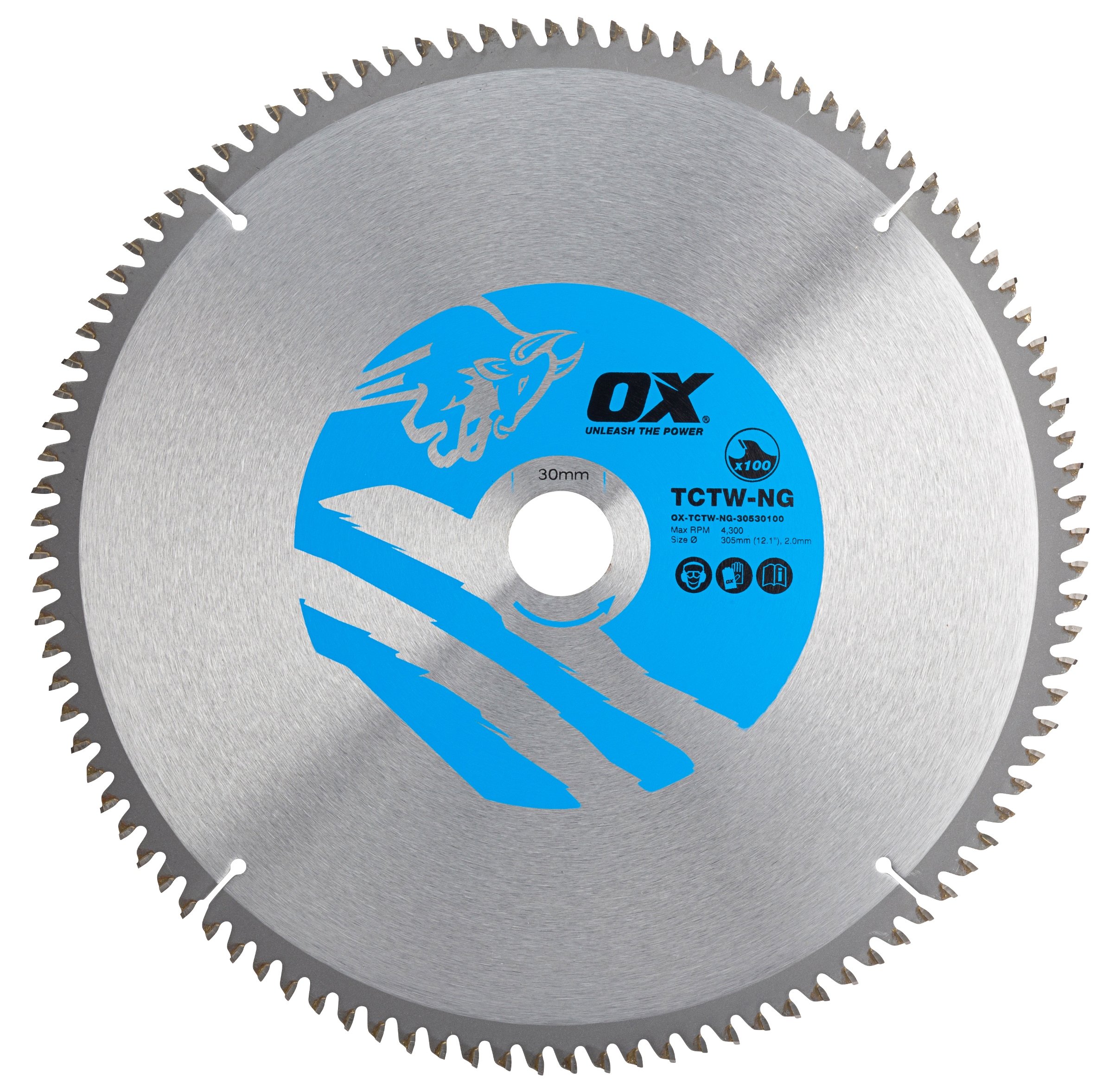 OX Wood Cutting Negative Rake Circular Saw Blade 305mm/30mm, 100 Teeth TCG - Perfect for Fine Woodworking, Cabinetry, and Precision Cutting Projects