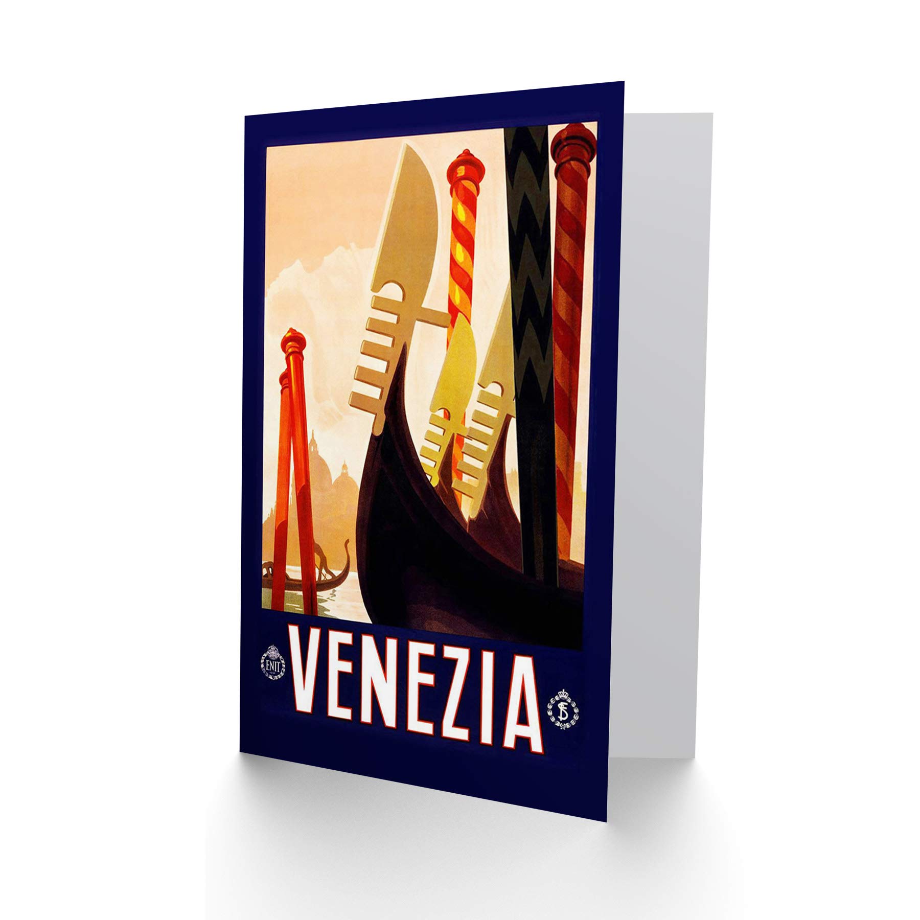 Wee Blue Coo Venice Italy Gondola Canal Travel Greeting Card - Perfect for Birthday, Anniversary & Travel Lover Gifts