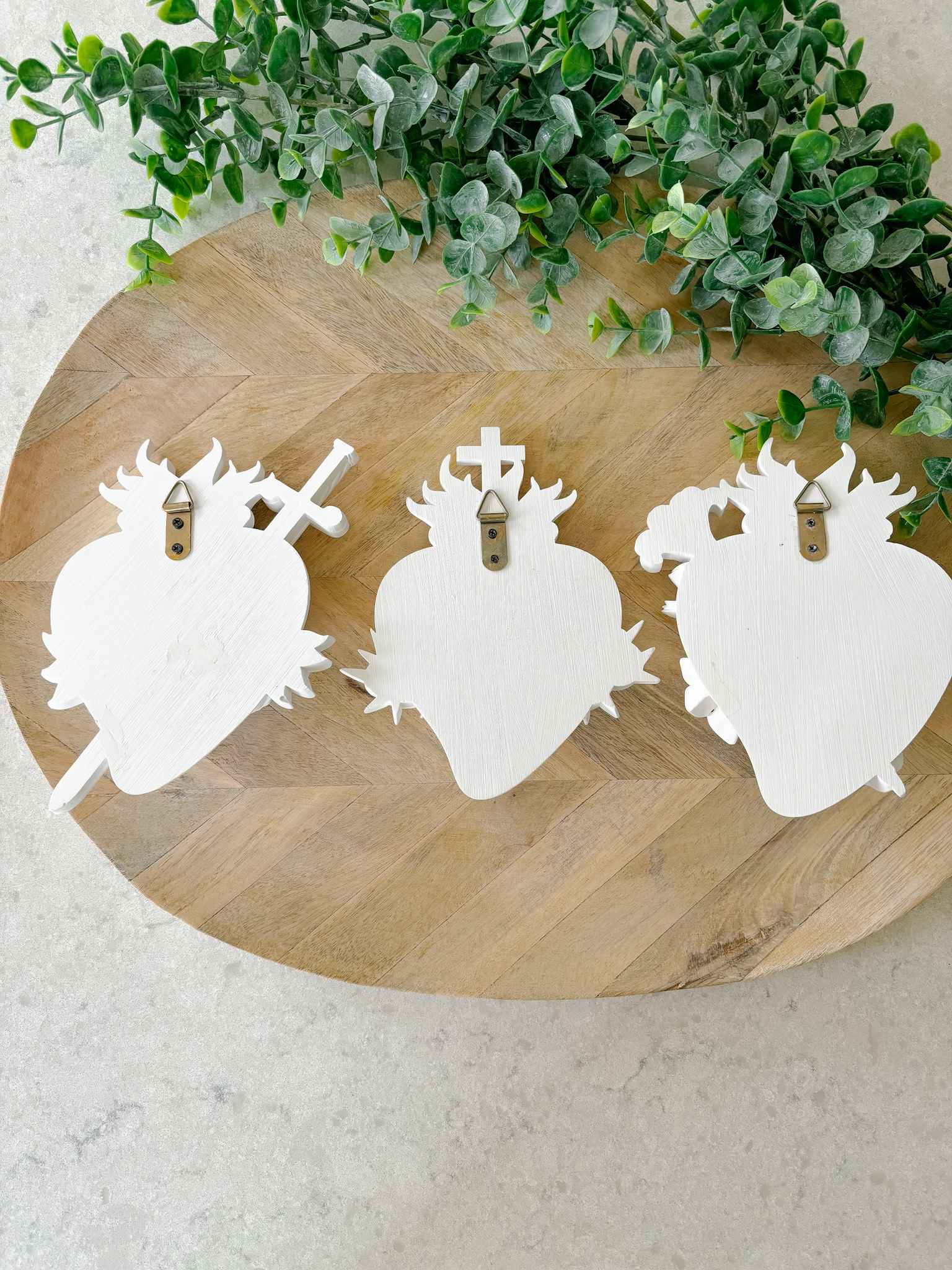 Hearts of the Holy Family - White Religious Wall Art for Home Decor & Church - Perfect for Christian Gifts, Bedroom & Prayer Room Inspiration