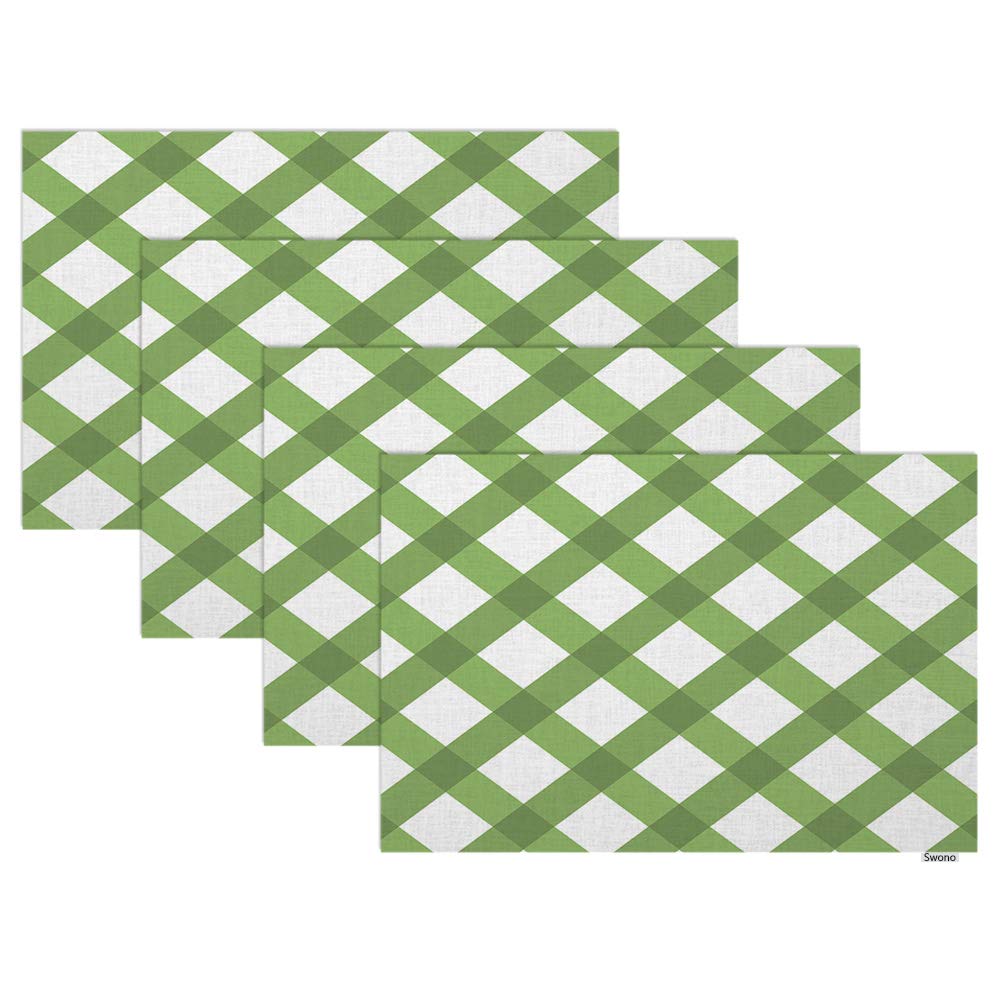 Swono Christmas Green Plaid Placemat Set of 4 - 12
