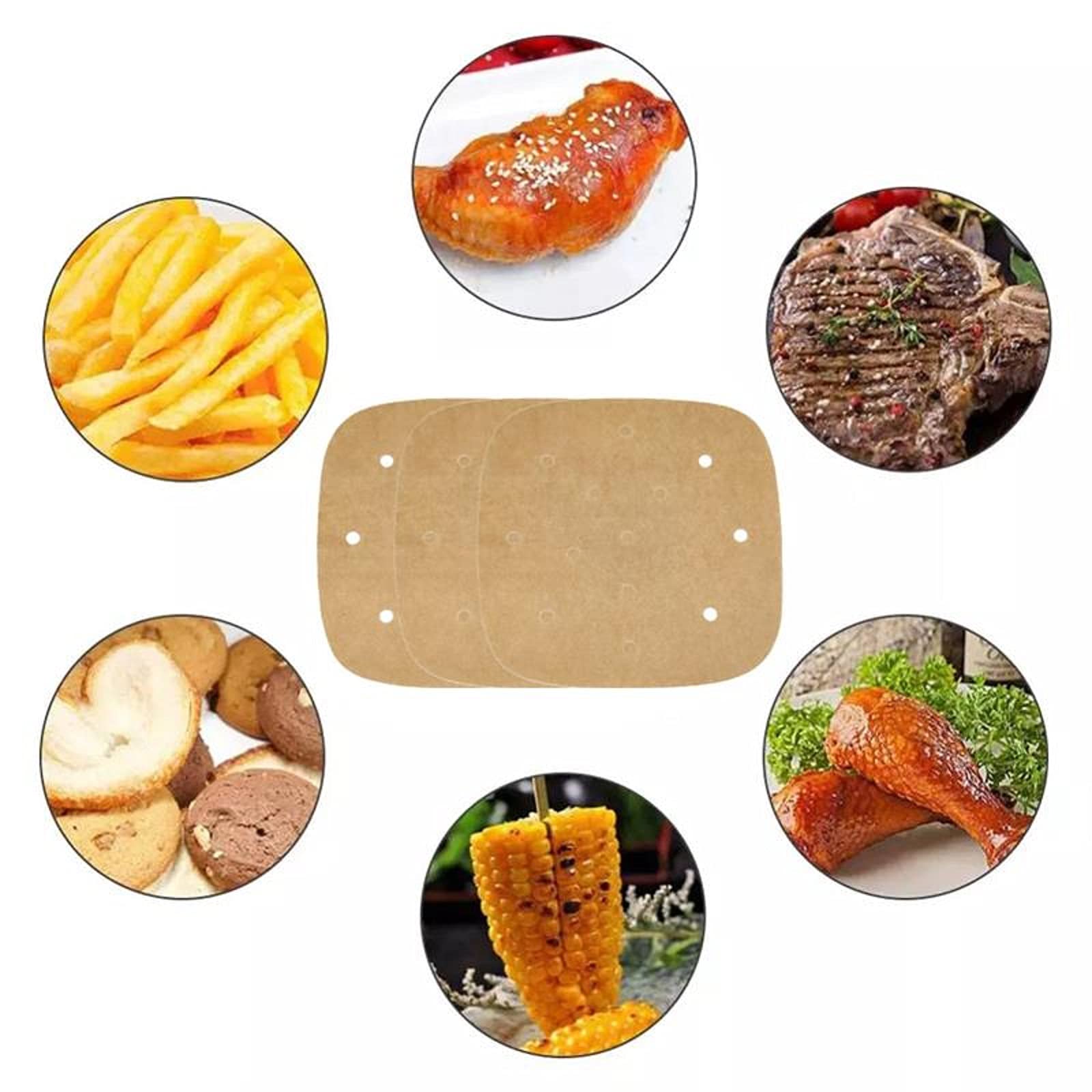 200Pcs Non-Stick Perforated Air Fryer Parchment Paper Liners - 8.5 Inch Square Baking Sheets for Air Fryers, Ovens & Steamers | Perfect for Healthy Cooking, Crispy Fries & Easy Cleanup
