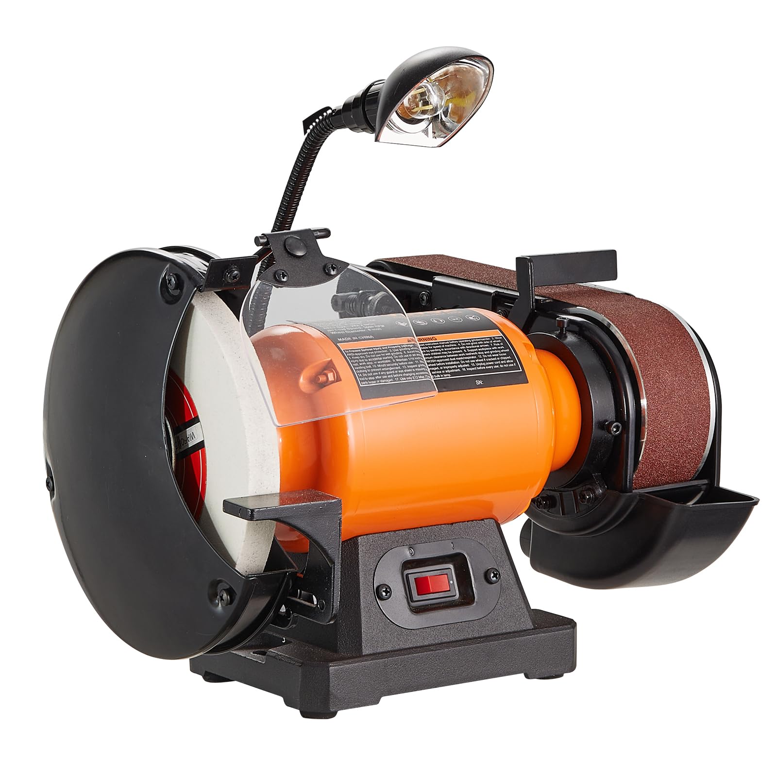VEVOR 8 Inch Bench Grinder with 2 x 28 Inch Belt Sander Combo - 2.5A Induction Motor for Metalworking, Sharpening, Grinding & Polishing - Perfect for DIY Projects, Workshop & Home Garage Use