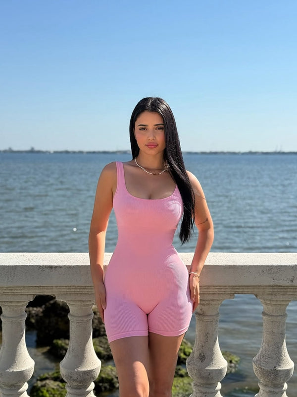 ZASUWA Women's U-Neck Ribbed Romper Jumpsuit - Stylish & Comfortable Outfit for Casual Wear, Date Night & Summer Vacation