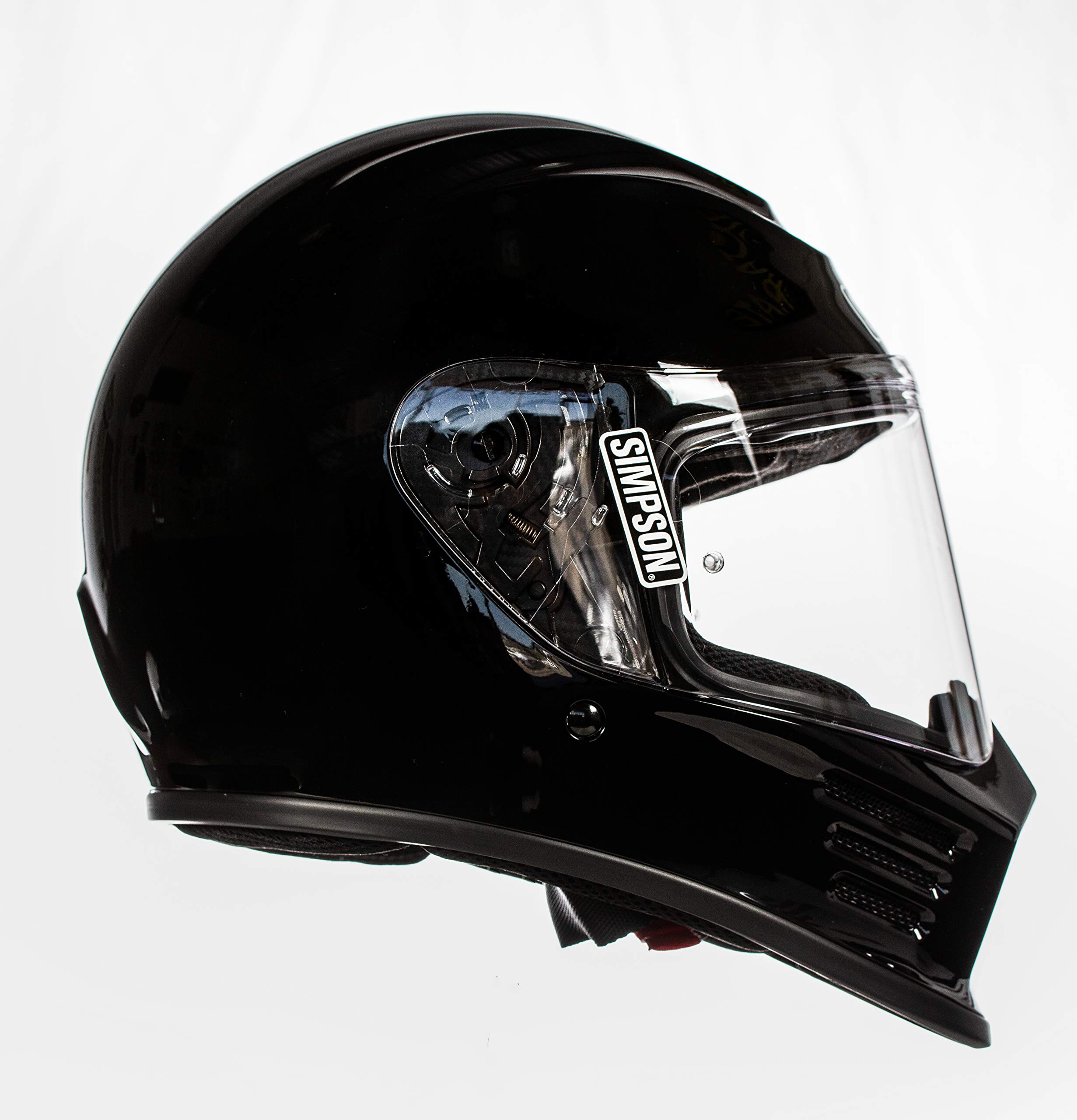 Simpson SPBXL2 Speed Bandit Full Face Racing Helmet XL - Gloss Black with Clear Shield - Dark Smoke Shield Sold Separately - Perfect for Motorsports, Track Days & High-Speed Racing