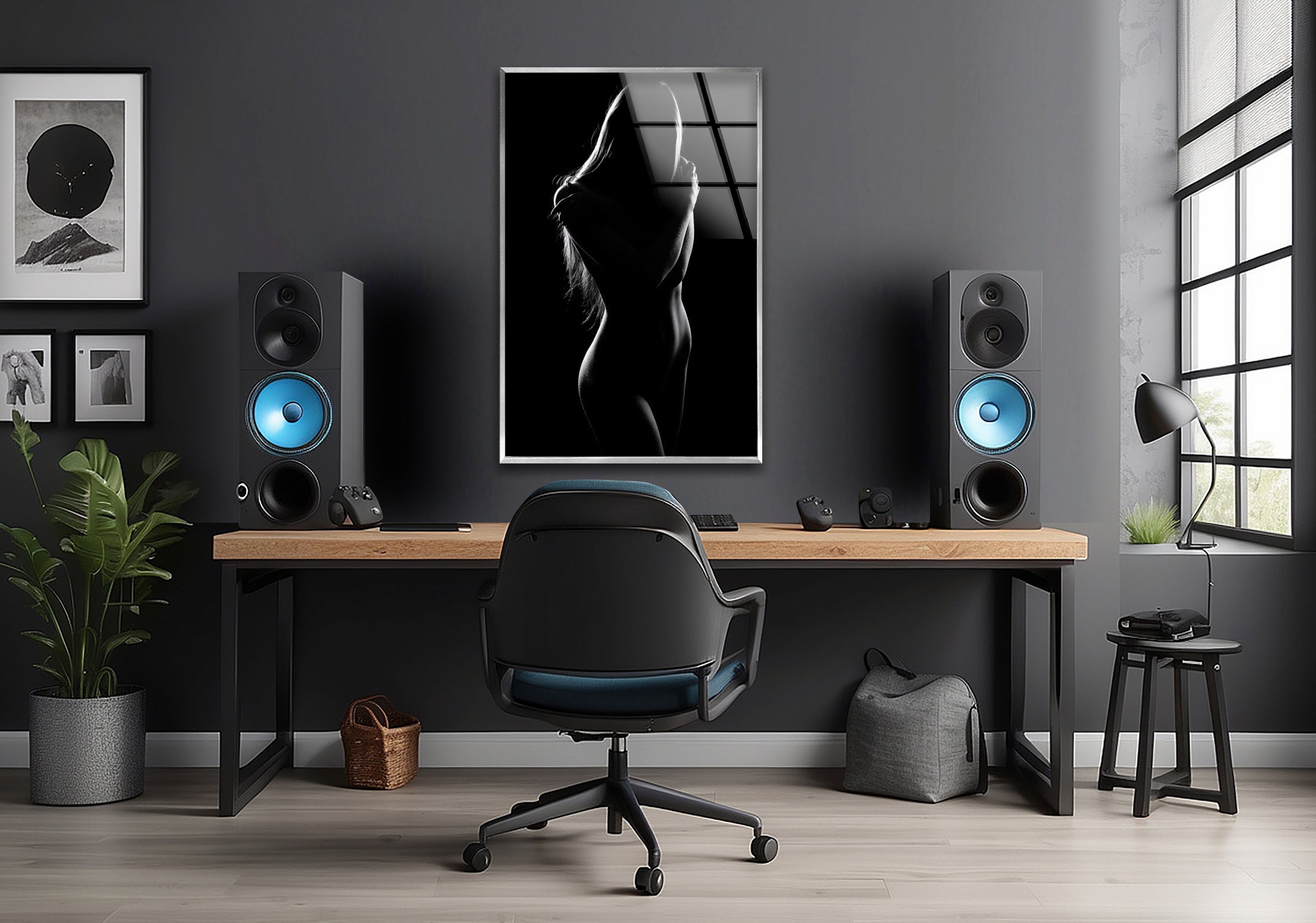 Elegant Black and White Erotic Glass Wall Art for Women - Sensual Home Decor for Bedroom, Living Room & Boudoir