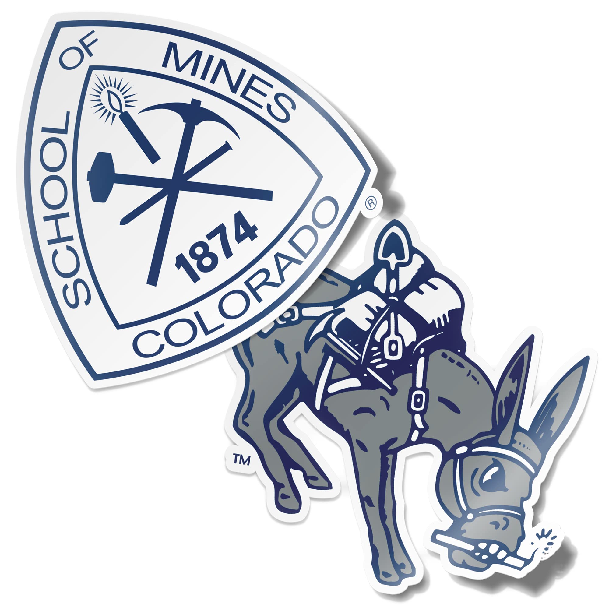 Colorado School of Mines Orediggers Vinyl Decal Sticker Set - 4 Inch Waterproof Laptop, Water Bottle, Car & Scrapbook Decals - Perfect for School Spirit, College Pride & Fan Accessories (Set of 4)