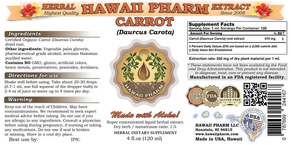 Organic Carrot Liquid Extract & Dried Root Powder Tincture - 32oz Unfiltered Supplement for Skin Health & Immunity Boost - Perfect for Smoothies, Juices & Natural Skincare Routines