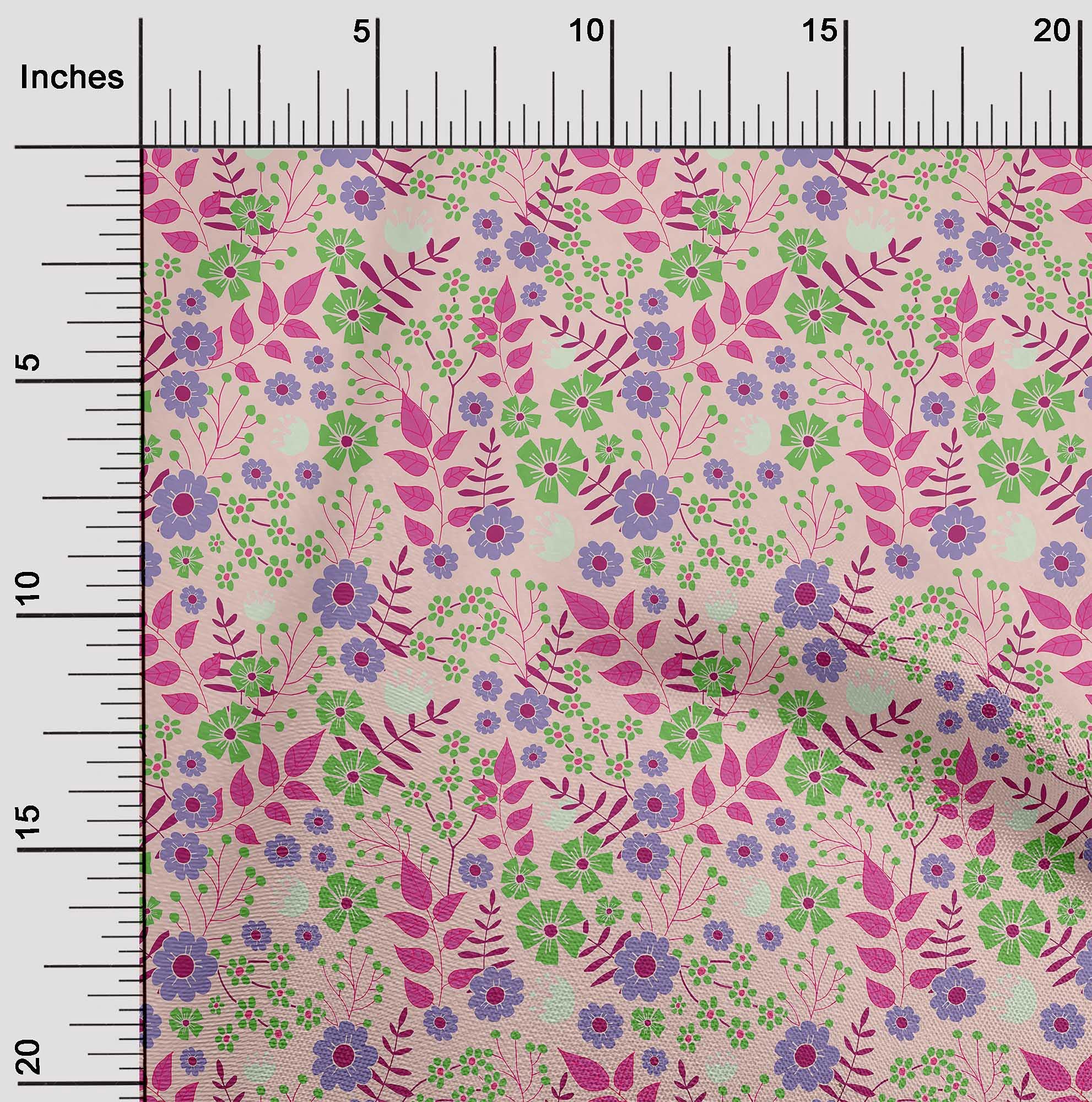 oneOone Rayon Pink Floral Print Fabric - 56 Inch Wide Dress Material by The Yard | Perfect for DIY Dresses, Skirts & Home Decor Projects