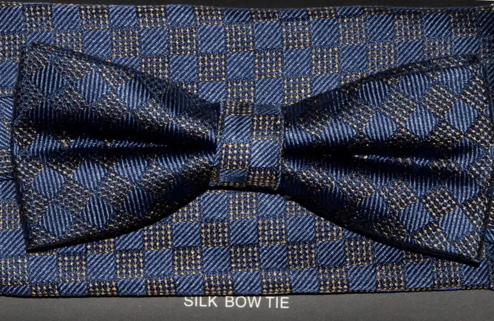 LA Smith Blue Silk Slim Bow Tie & Pocket Square Set - Elegant Formal Accessories for Weddings, Prom & Special Occasions
