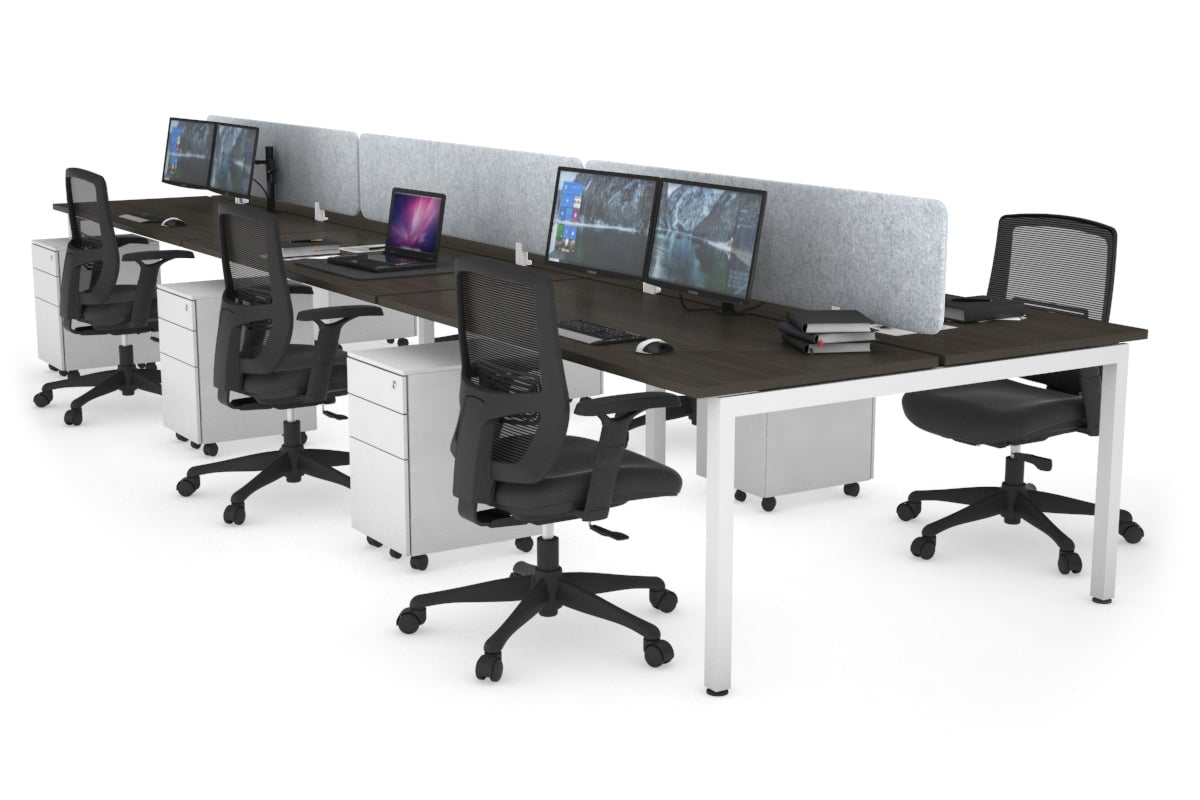 Quadro Square Legs 6-Person Office Workstation Desk [1600L x 700W] - Perfect for Team Collaboration & Open Office Spaces