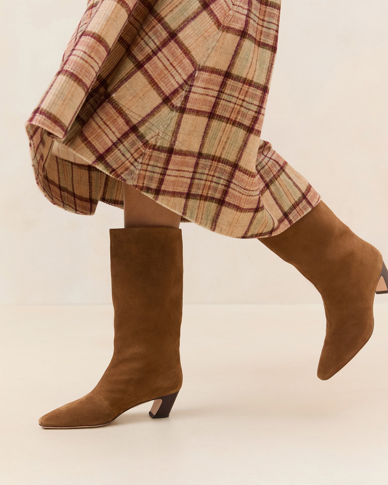 Cleo Cacao Suede Mid Calf Boots for Women - Comfortable Chunky Heel Ankle Booties for Fall & Winter - Perfect for Office, Dating & Night Out