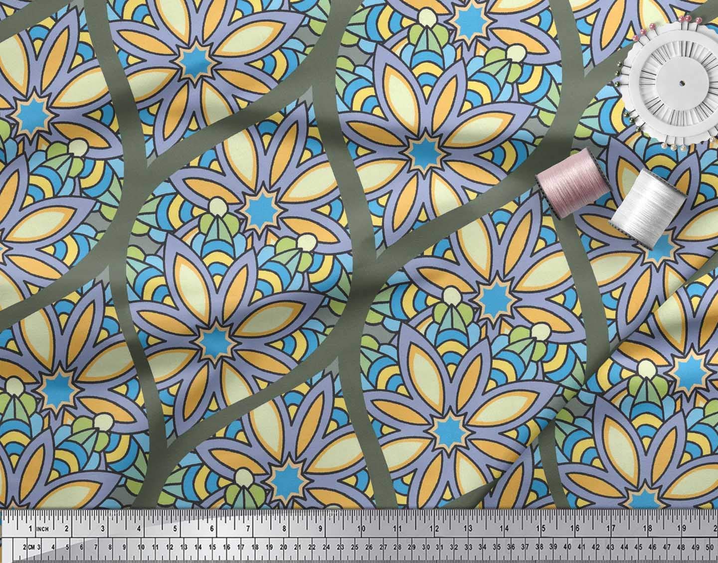 Soimoi Moss Georgette Brown Fabric by The Yard - 42 Inch Wide Floral & Ogee Damask Printed Fabric for Dresses, Curtains & Home Decor - Elegant Fashion & Upholstery Material