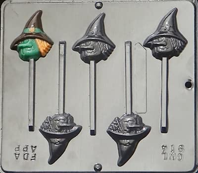 Halloween Witch Face Lollipop Candy Mold Set - Premium Silicone Baking Molds for DIY Candy, Chocolate & Cake Decorations - Perfect for Halloween Parties, Trick or Treat Favors & Spooky Desserts