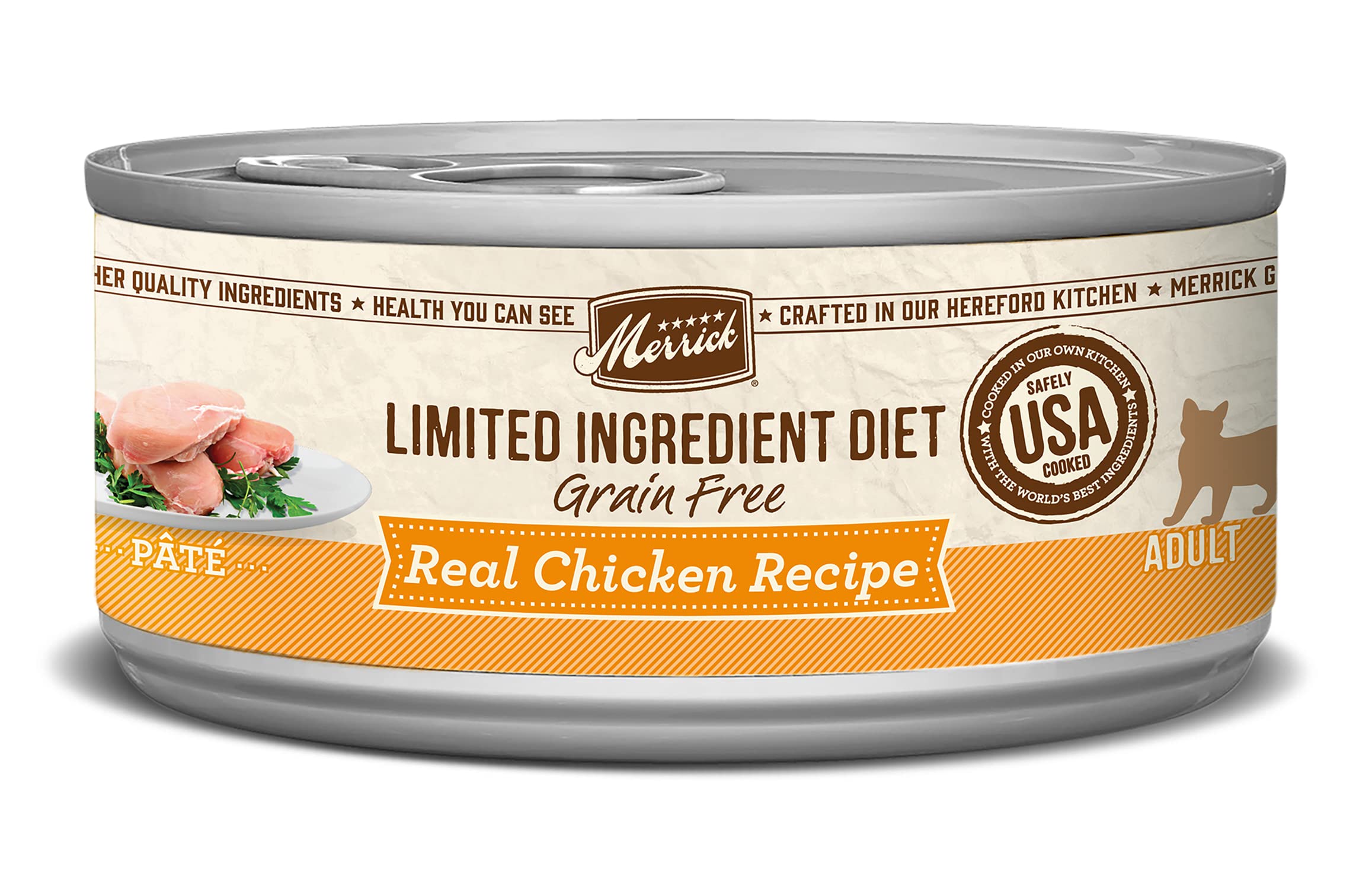 Merrick Limited Ingredient Grain-Free Wet Cat Food - Real Chicken Recipe Pate, High Protein Canned Cat Food for Adult Cats - 12 Pack of 2.75oz Cans - Perfect for Sensitive Stomach & Indoor Cats