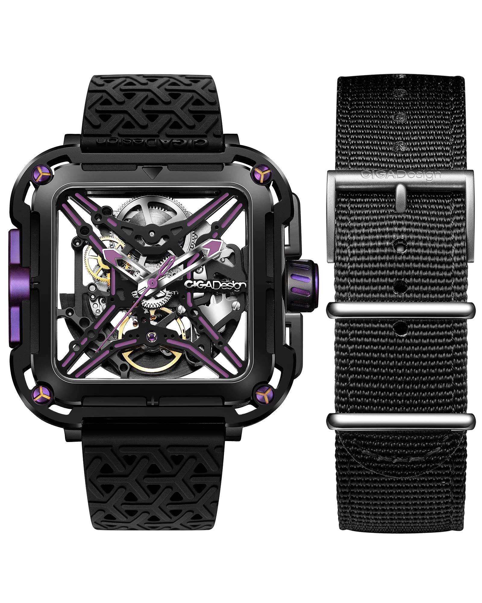 CIGA Design X Series Automatic Self-Winding Skeleton Watch for Men - Titanium Case with Silicone & Nylon Strap - Waterproof & Shock Resistant - Sapphire Crystal Timepiece - Perfect for Business, Casual Wear & Outdoor Adventures
