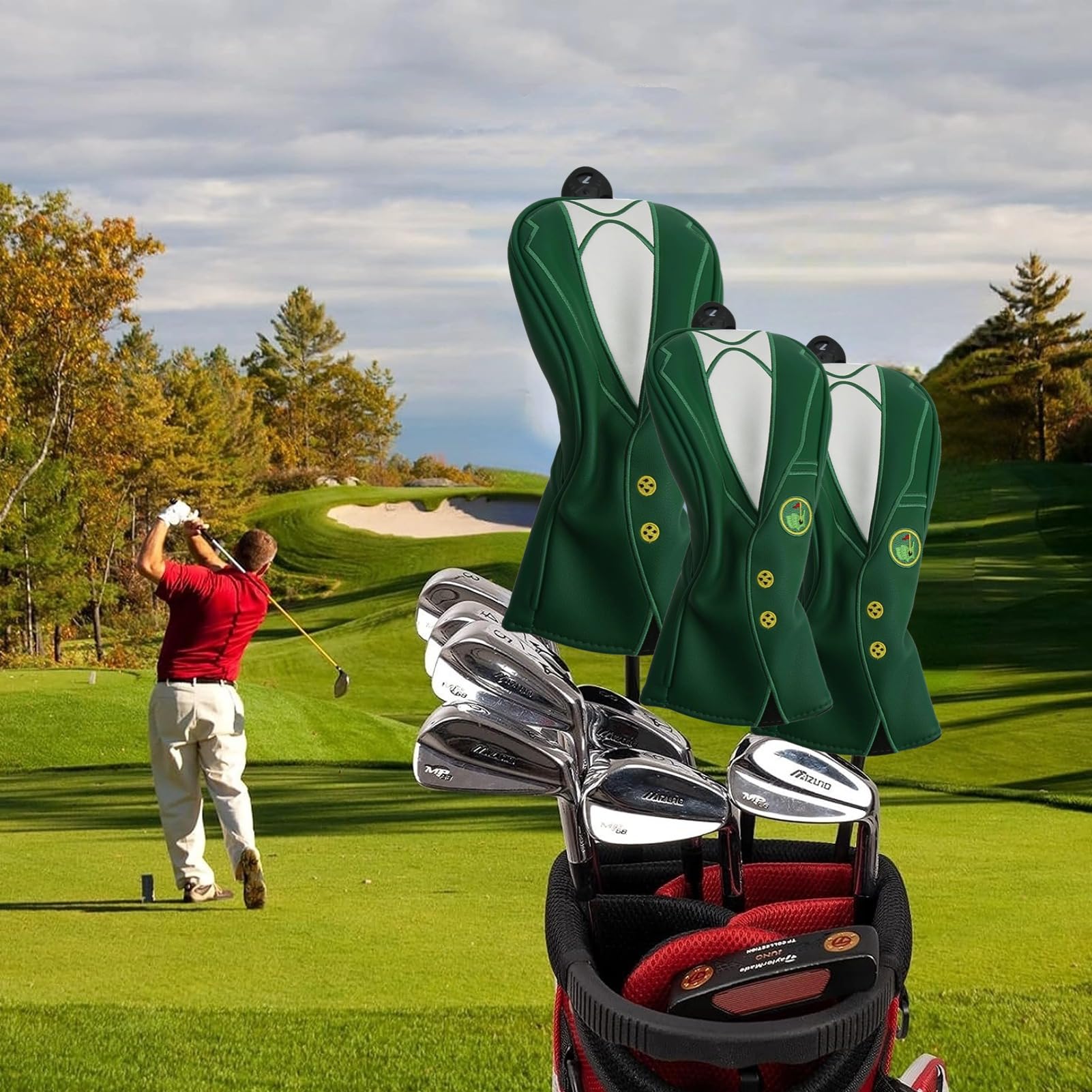 Premium Golf Club Head Covers - Soft, Elastic Neckline, Waterproof & UV Resistant Hybrid Golf Headcovers for Drivers, Woods & Irons - Perfect for Outdoor Golfing & Travel Protection