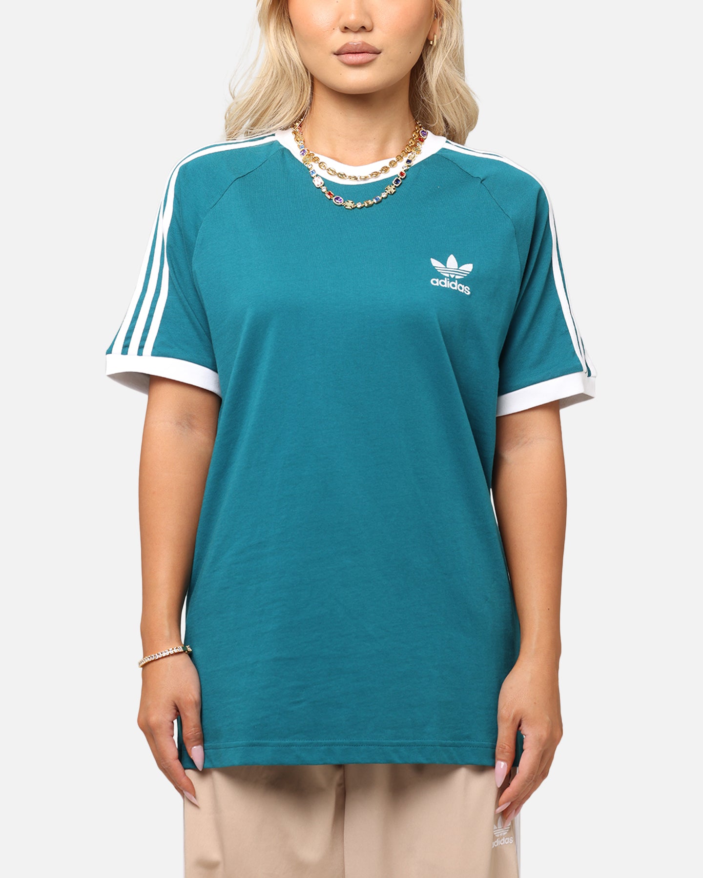 Adidas Classics 3 Stripes T-Shirt for Men - Soft Cotton Teal Blue Casual Shirt - Perfect for Gym, Workout & Streetwear Fashion