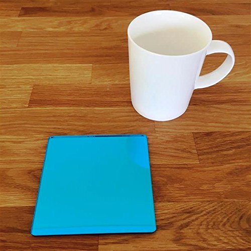 Blue Mirror Square Coasters Set of 6 - Elegant Drink Coasters for Home, Office, or Party Use - Protect Tables from Water Rings & Stains
