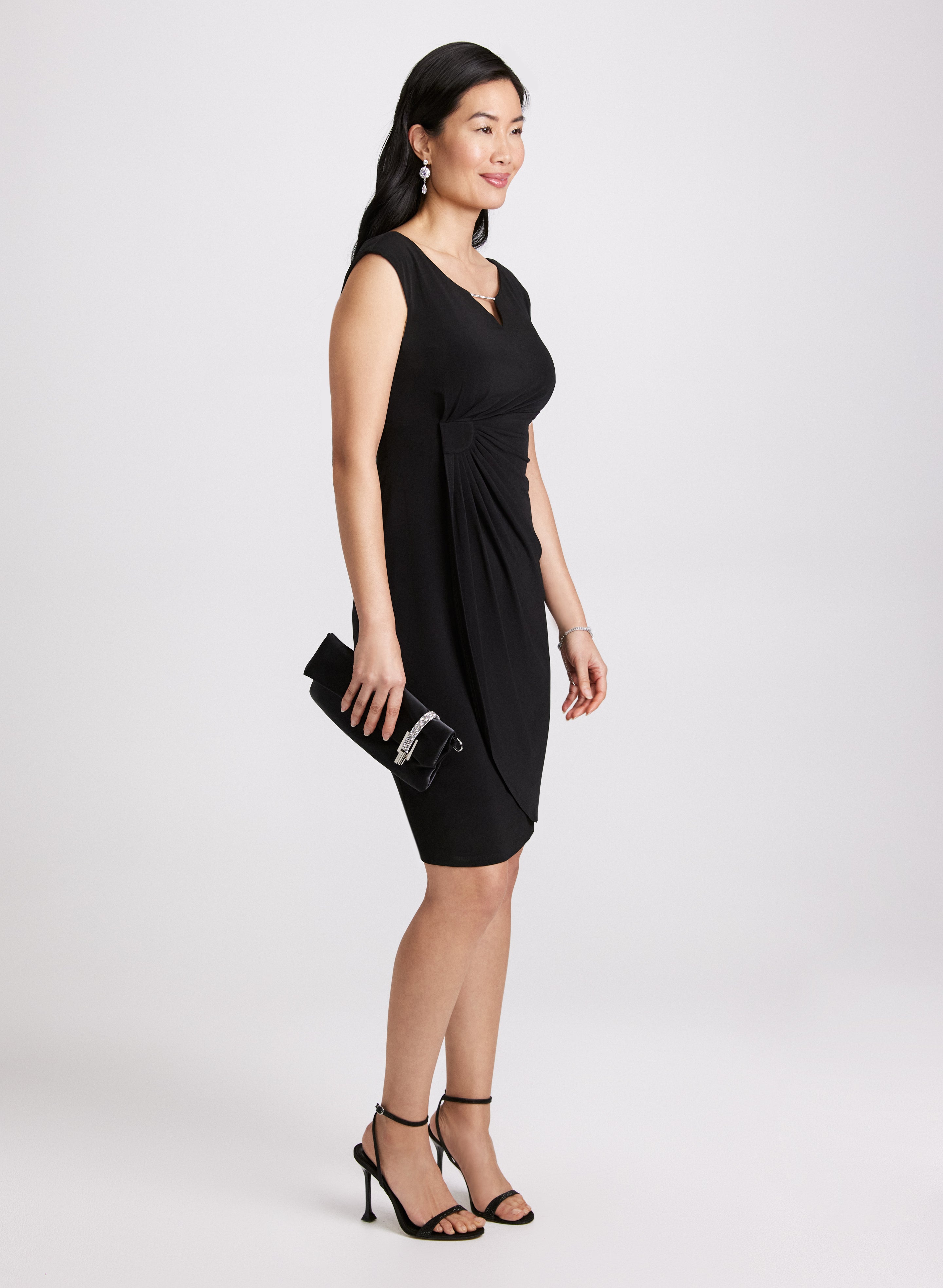 Elegant Draped Crystal Bar Dress for Women - Perfect for Evening Parties, Prom & Special Occasions