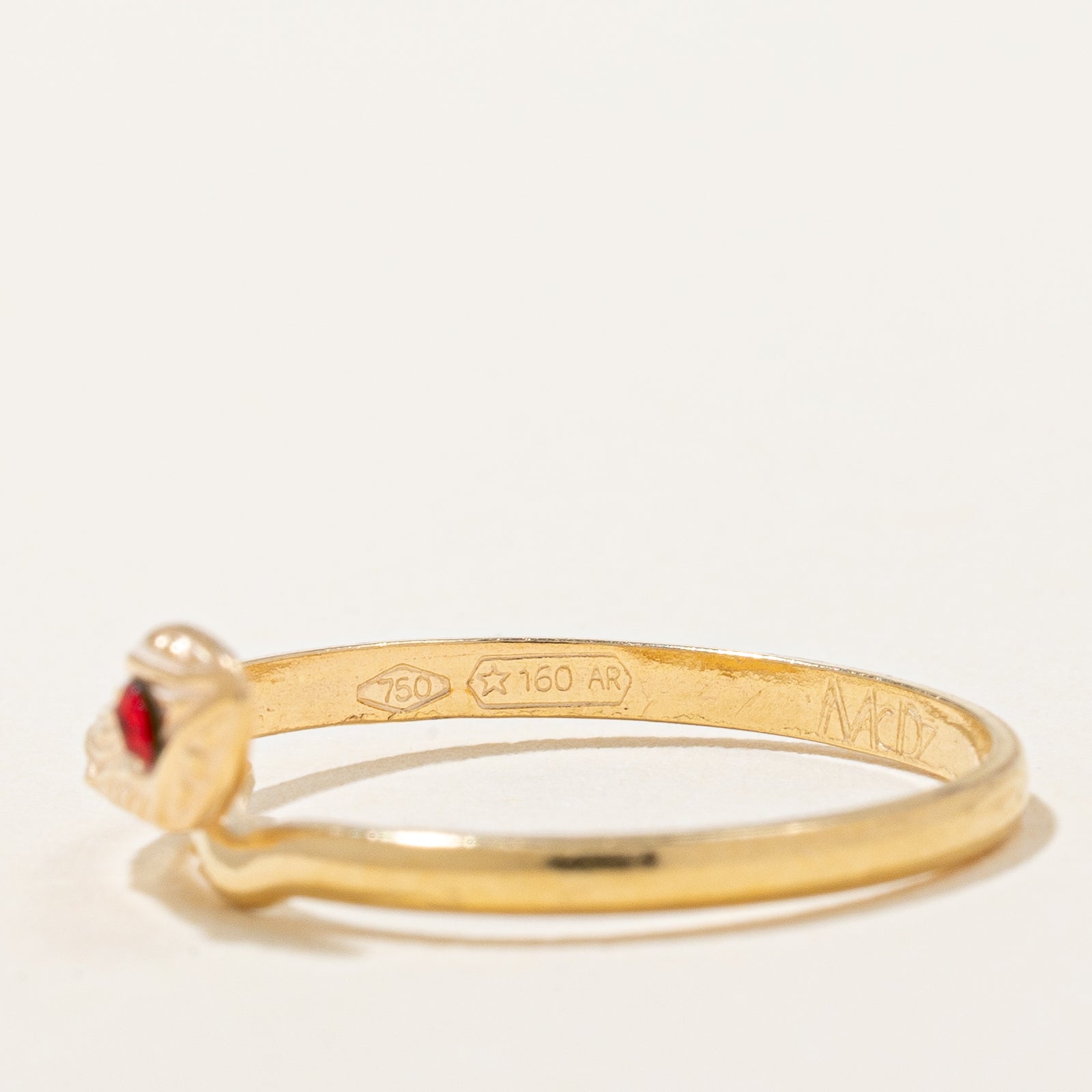 Elegant Red Glass Snake Ring with 0.02ct Sparkle | Size 4.5 | Perfect for Gothic Fashion, Halloween Costume & Unique Gift Giving