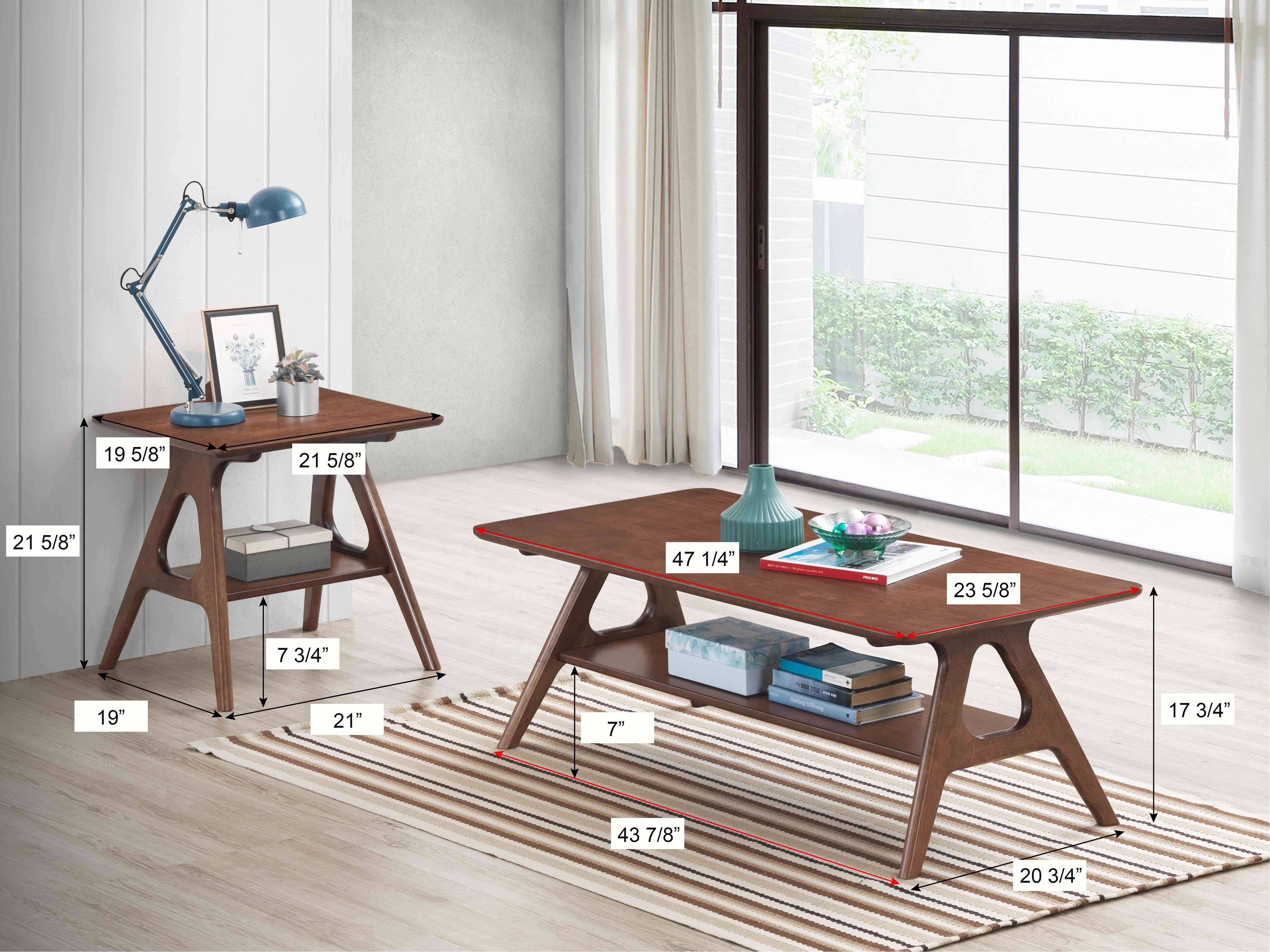 Roundhill Furniture Arona 3-Piece Coffee Table Set - Modern Coffee Table with 2 Matching End Tables for Living Room, Lounge & Home Decor