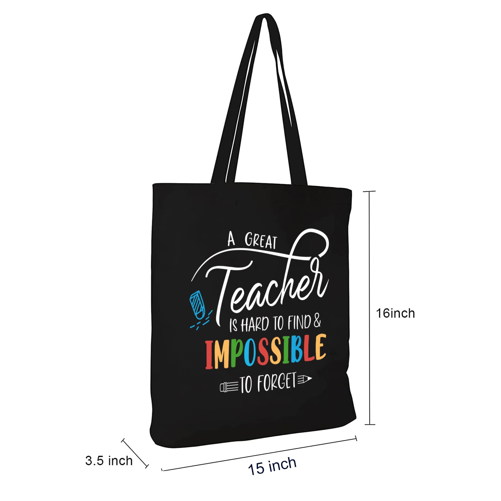 CARAKNOTS Teacher Bag for Women - Cotton Canvas Shoulder Bag with Pocket | Perfect for Appreciation Week, Christmas & Gifts