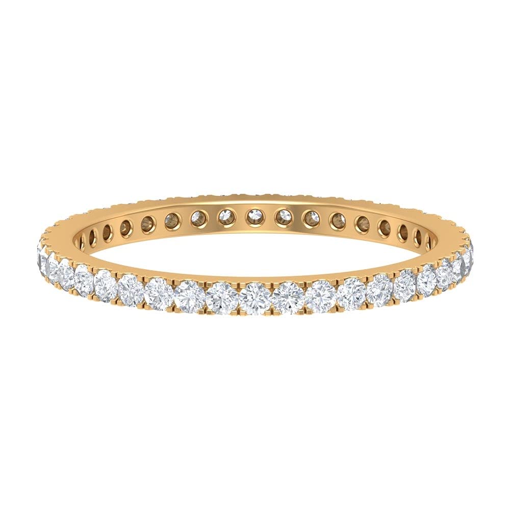April Birthstone Diamond Eternity Ring for Women - 14K Solid Gold French Pave Setting, 1/2 CT Natural Diamond (HI Color SI Clarity) - Perfect for Anniversary, Engagement & Special Occasion Gifts