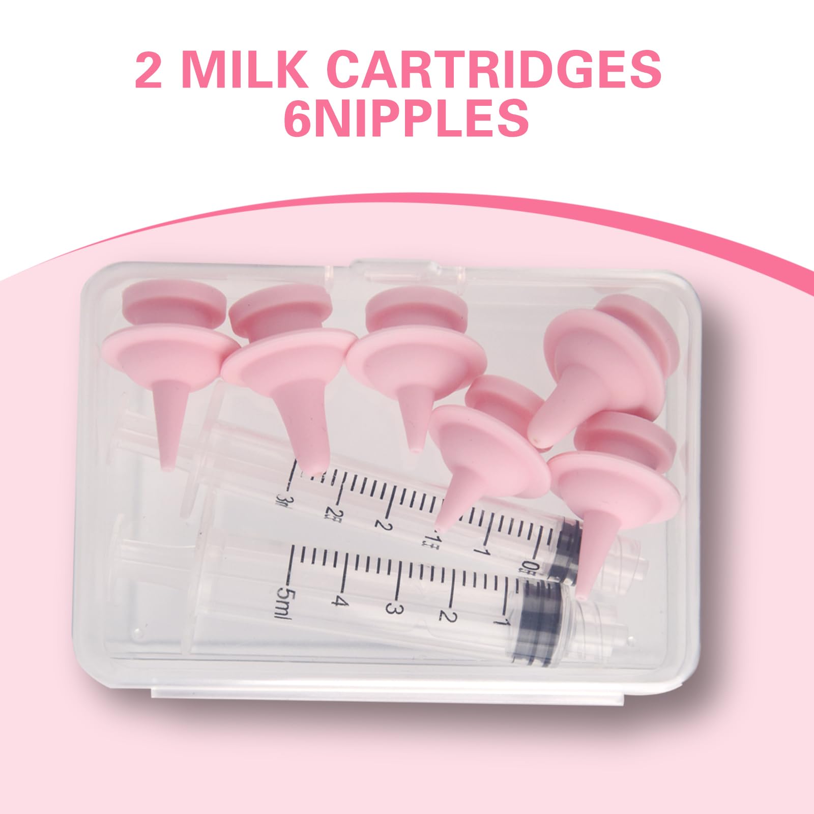 6PCS Kitten Bottle Nipples & 2 Feeding Syringes - Reusable Newborn Pet Feeding Kit for Kittens, Puppies, Rabbits & Squirrels | Perfect for Orphaned Baby Animals & Hand-Feeding Pets at Home