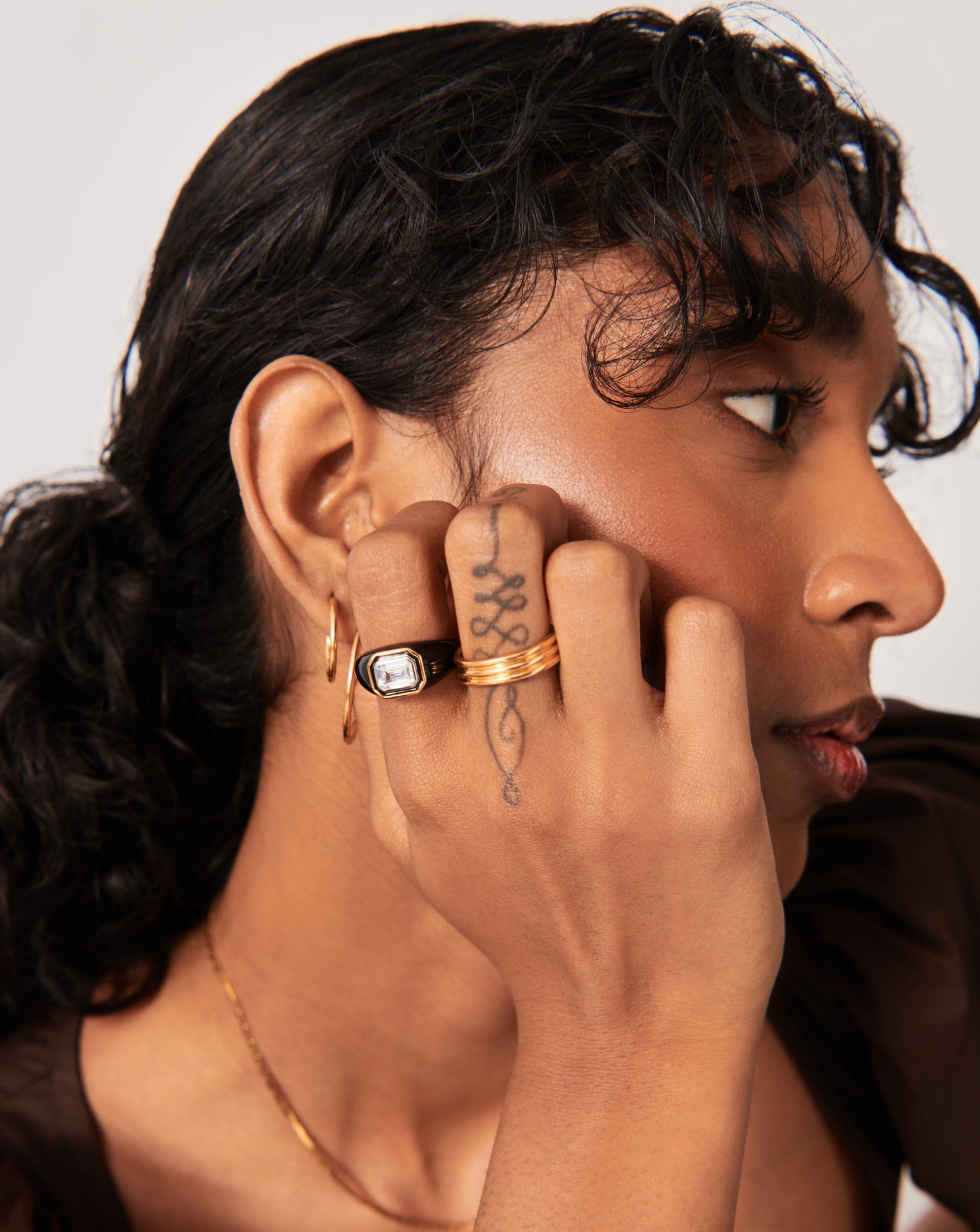 18k Gold Vermeil & Black Stone Dome Statement Ring - Elegant Enamel Jewelry for Women | Perfect for Parties, Weddings, and Special Occasions