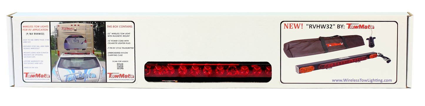 TowMate RVHW32 Wireless Tow Light Kit - Waterproof Magnetic Trailer Lights for Trucks, Trailers & RVs - Easy Installation, Bright LED Safety Lights for Night Towing (Perfect for Camping, Road Trips & Emergency Towing)