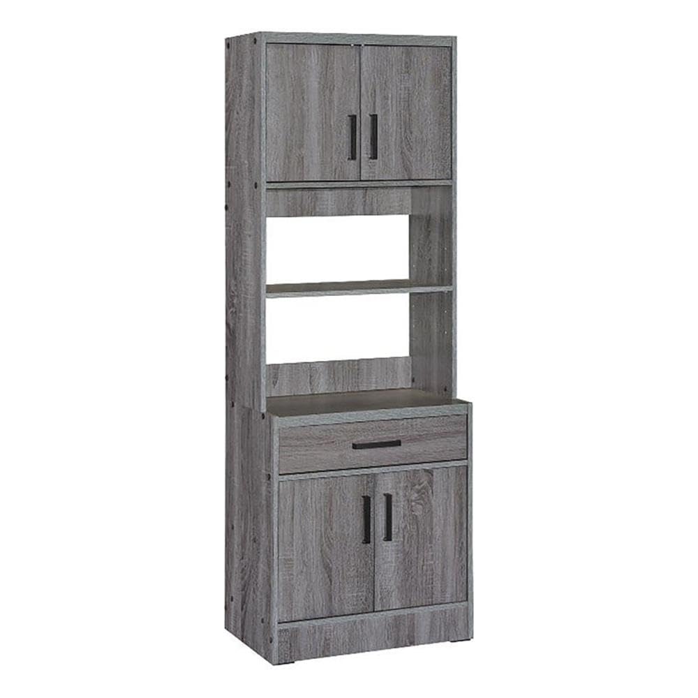 Modern Tall Wooden Kitchen Pantry Cabinet in Gray - Freestanding Storage Organizer for Spices, Food & Cookware - Perfect for Small Kitchens, Dining Rooms & Home Organization